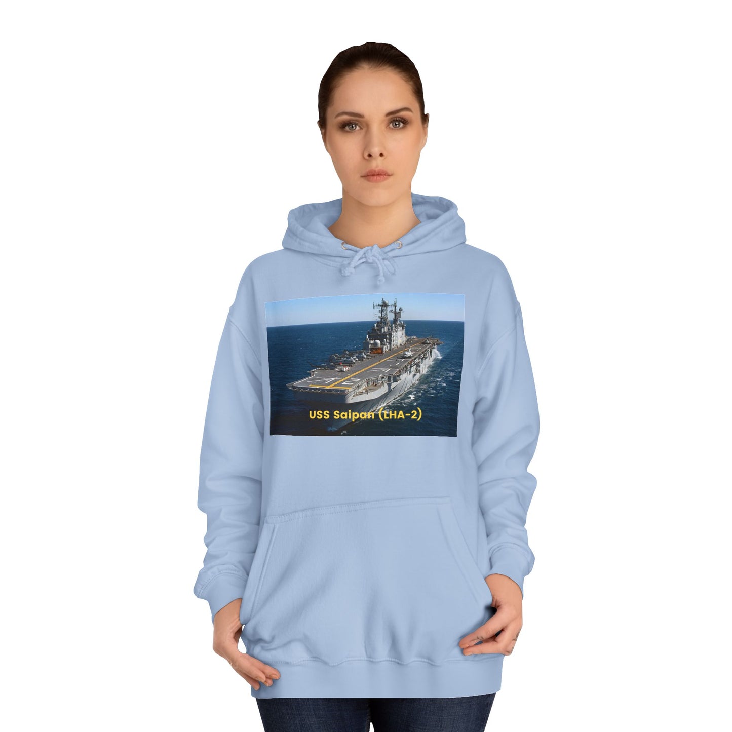 USS Saipan (LHA-2) Navy POD Smileandlaughtees Unisex College Hoodie