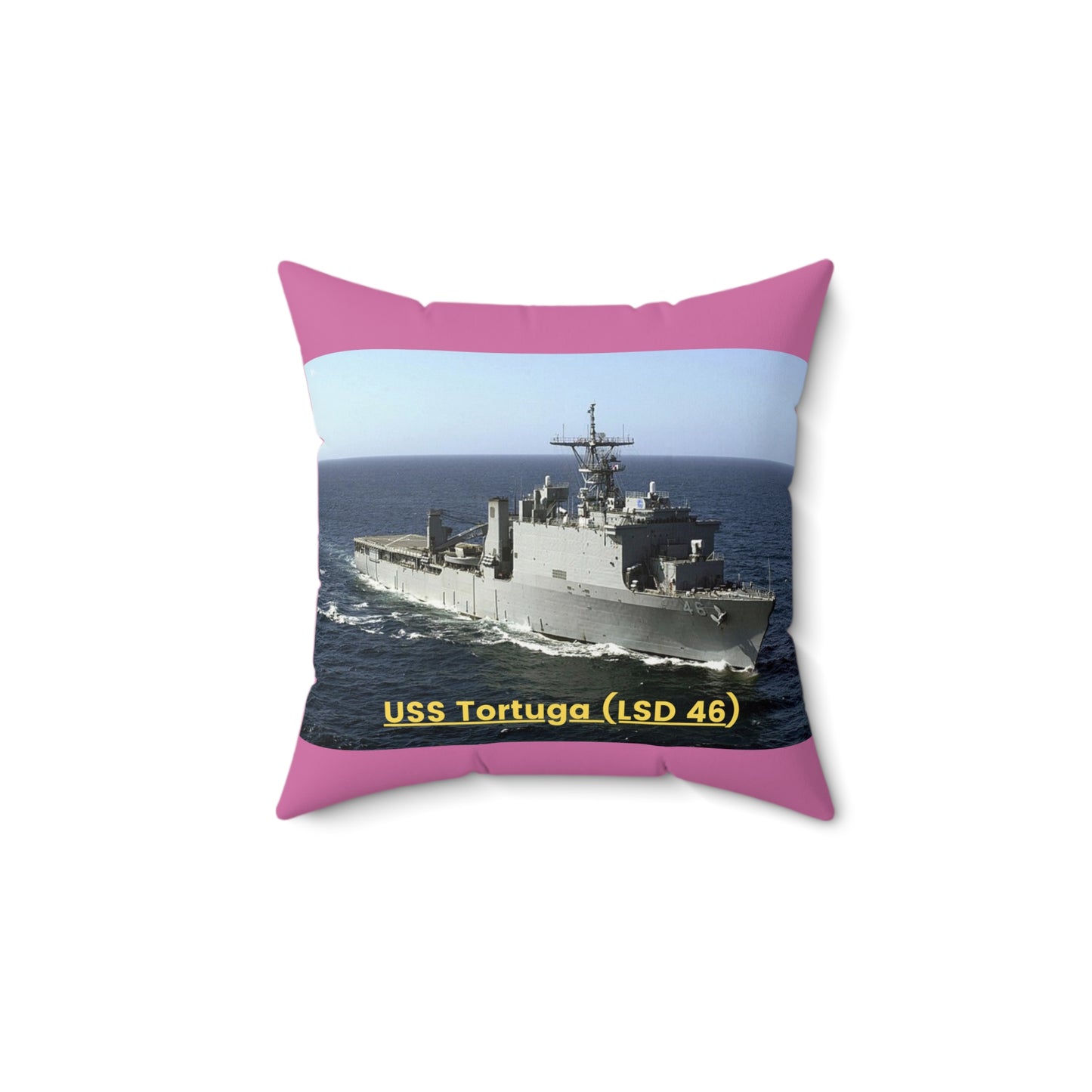 USS Tortuga (LSD 46) Navy POD Smileandlaughtees Spun Polyester Square Pillow