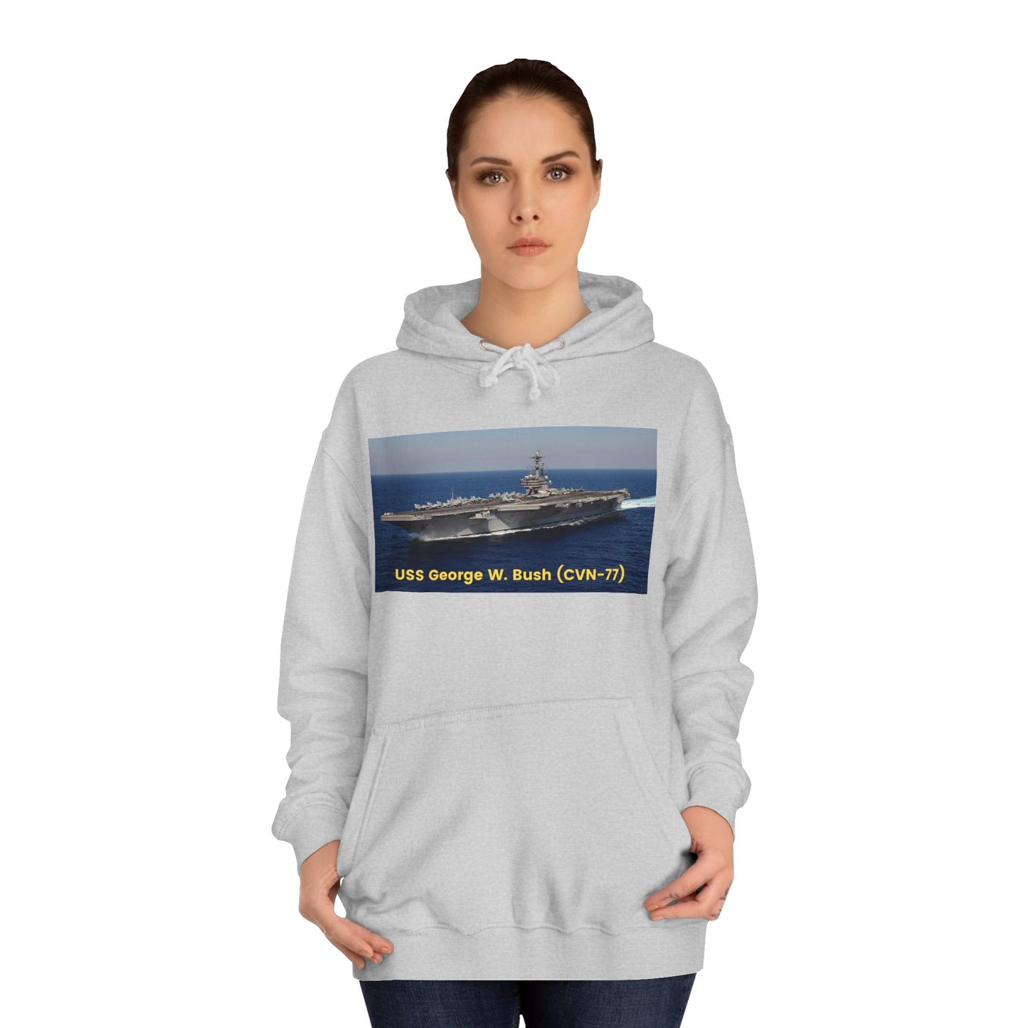 USS George W. Bush (CVN-77) Navy POD Smileandlaughtees  Unisex College Hoodie