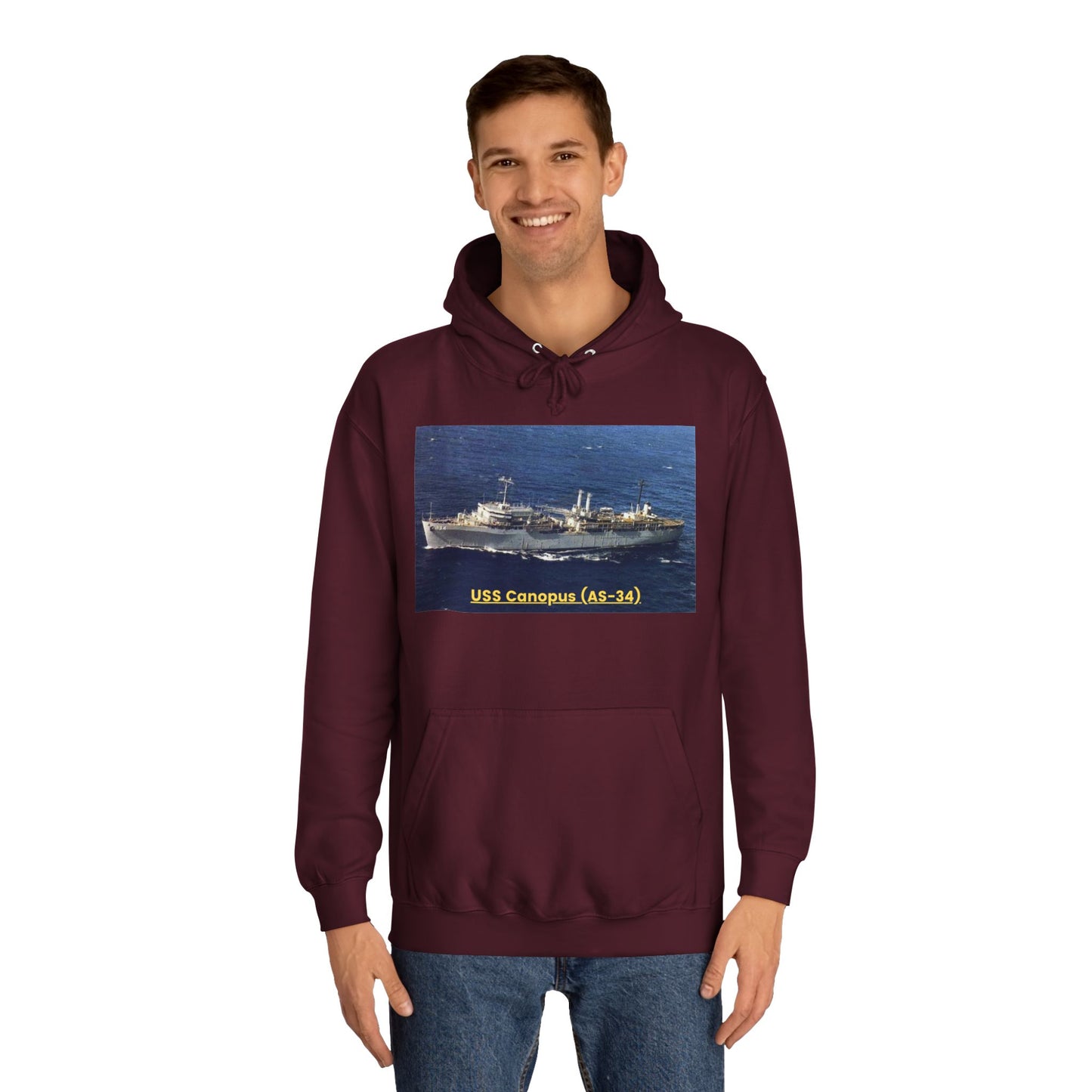 USS Canopus (AS-34) Navy POD Smileandlaughtees  Unisex College Hoodie