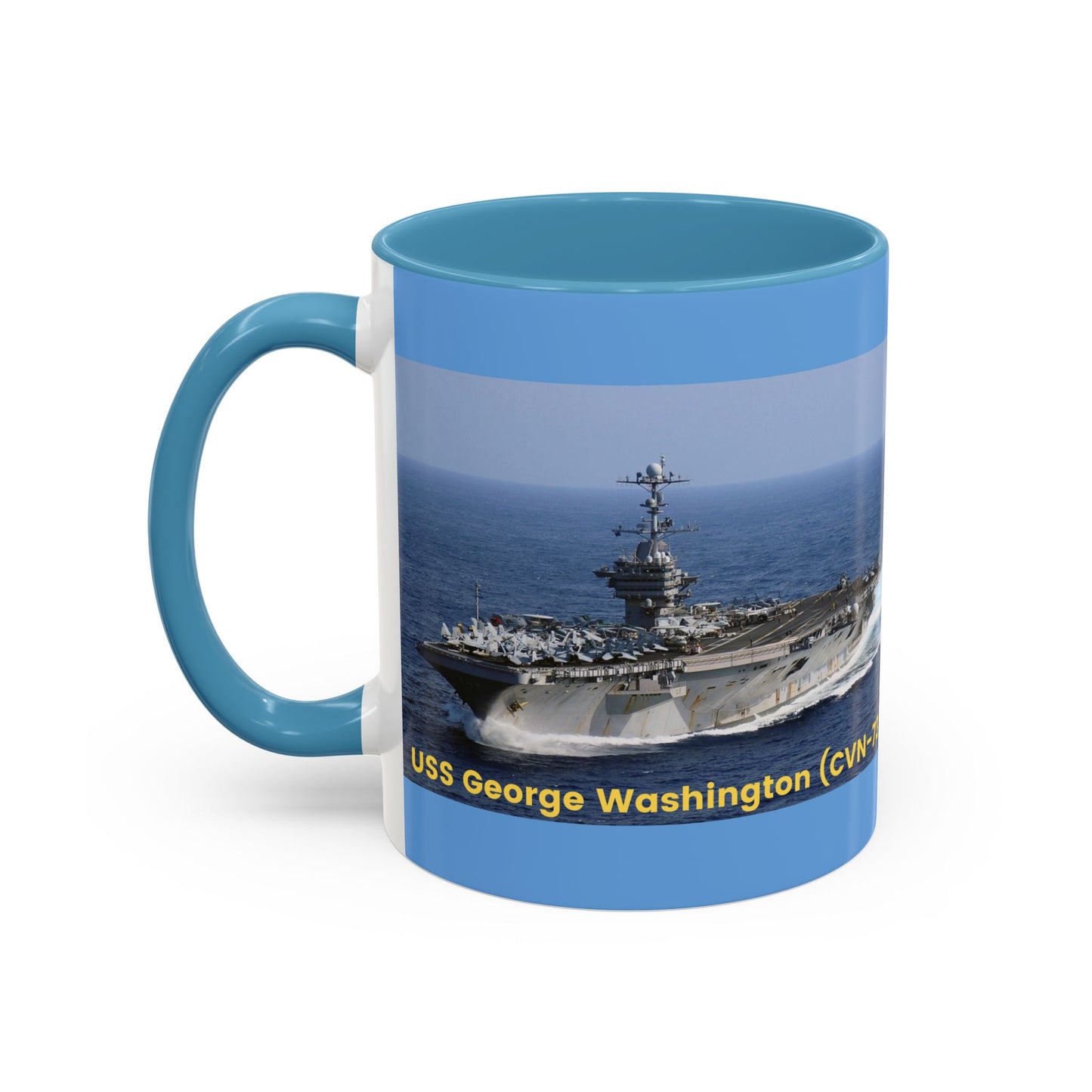 USS George Washington (CVN-73) Navy POD Smileandlaughtees Accent Coffee Mug (11, 15oz)