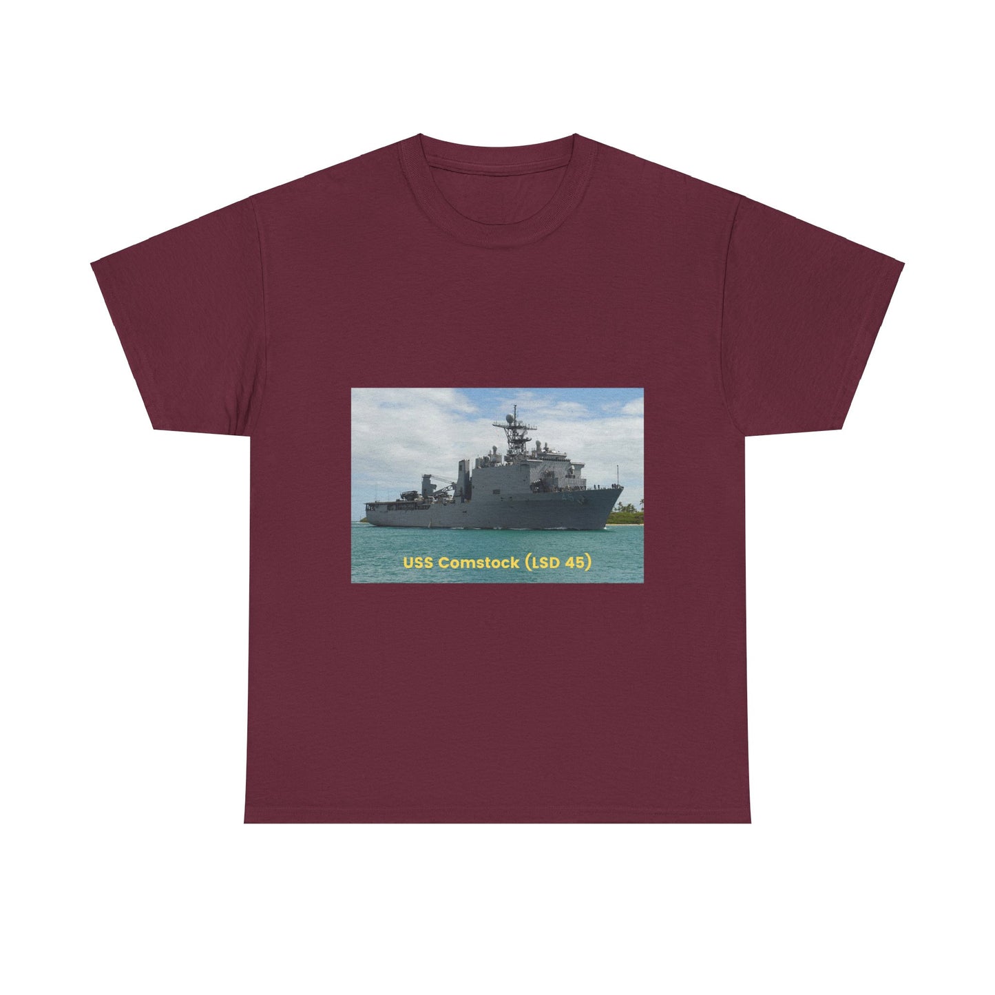 USS Comstock (LSD 45) Navy POD Smileandlaughtees Unisex Heavy Cotton Tee T-Shirt