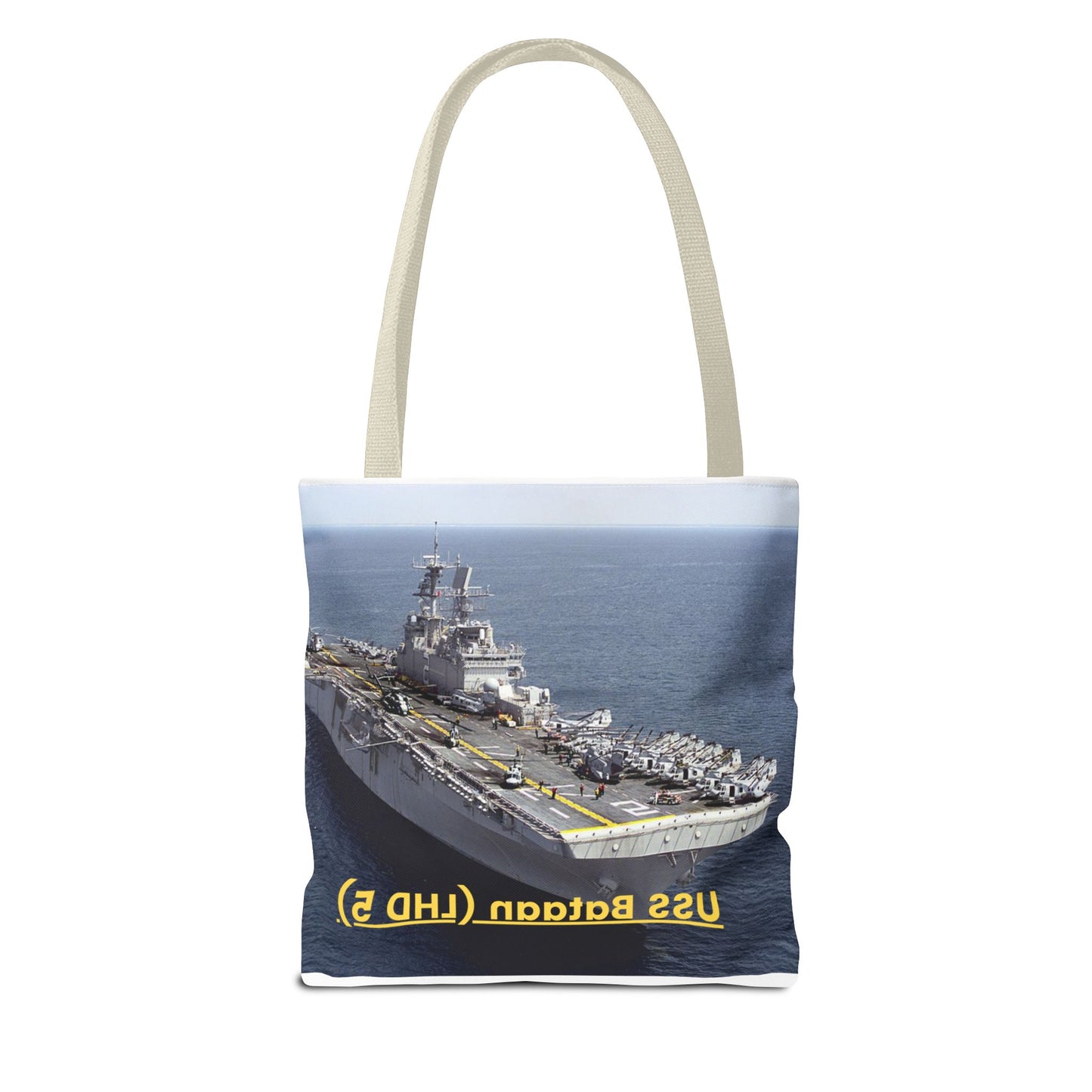 USS Bataan (LHD 5) Navy POD Smileandlaughtees Tote Bag (AOP)