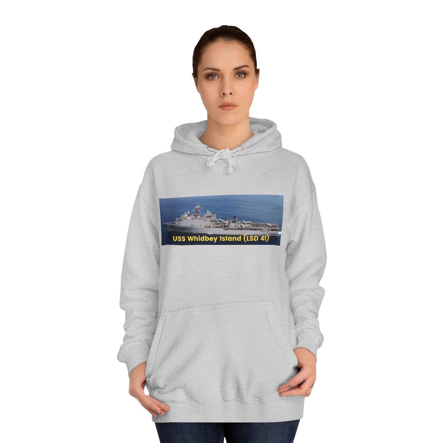 USS Whidbey Island (LSD 41) Navy POD Smileandlaughtees Unisex College Hoodie