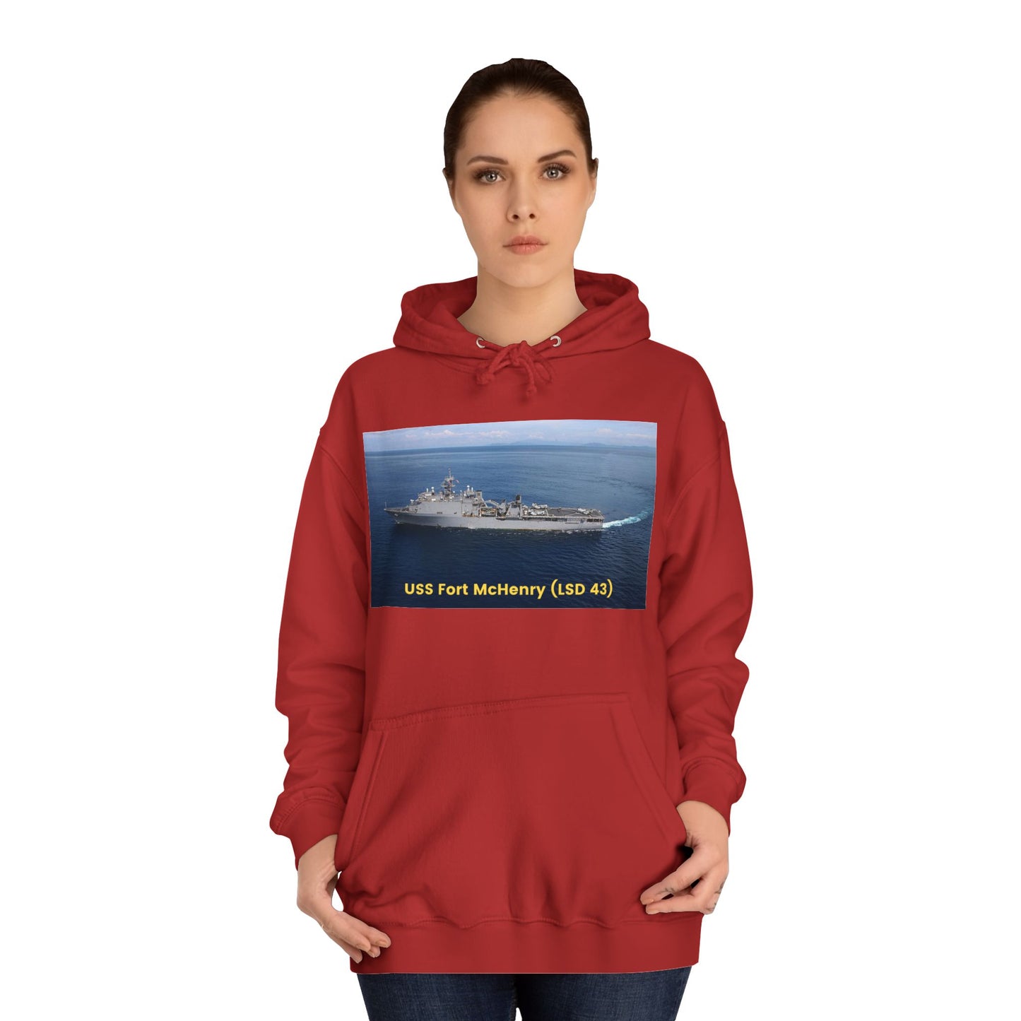 USS Fort McHenry (LSD 43) Navy POD Smileandlaughtees Unisex College Hoodie