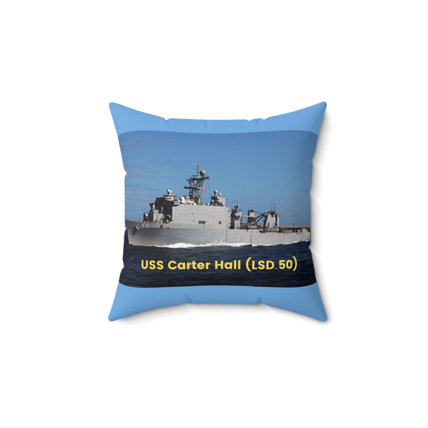 USS Carter Hall (LSD 50) Navy POD Smileandlaughtees Spun Polyester Square Pillow