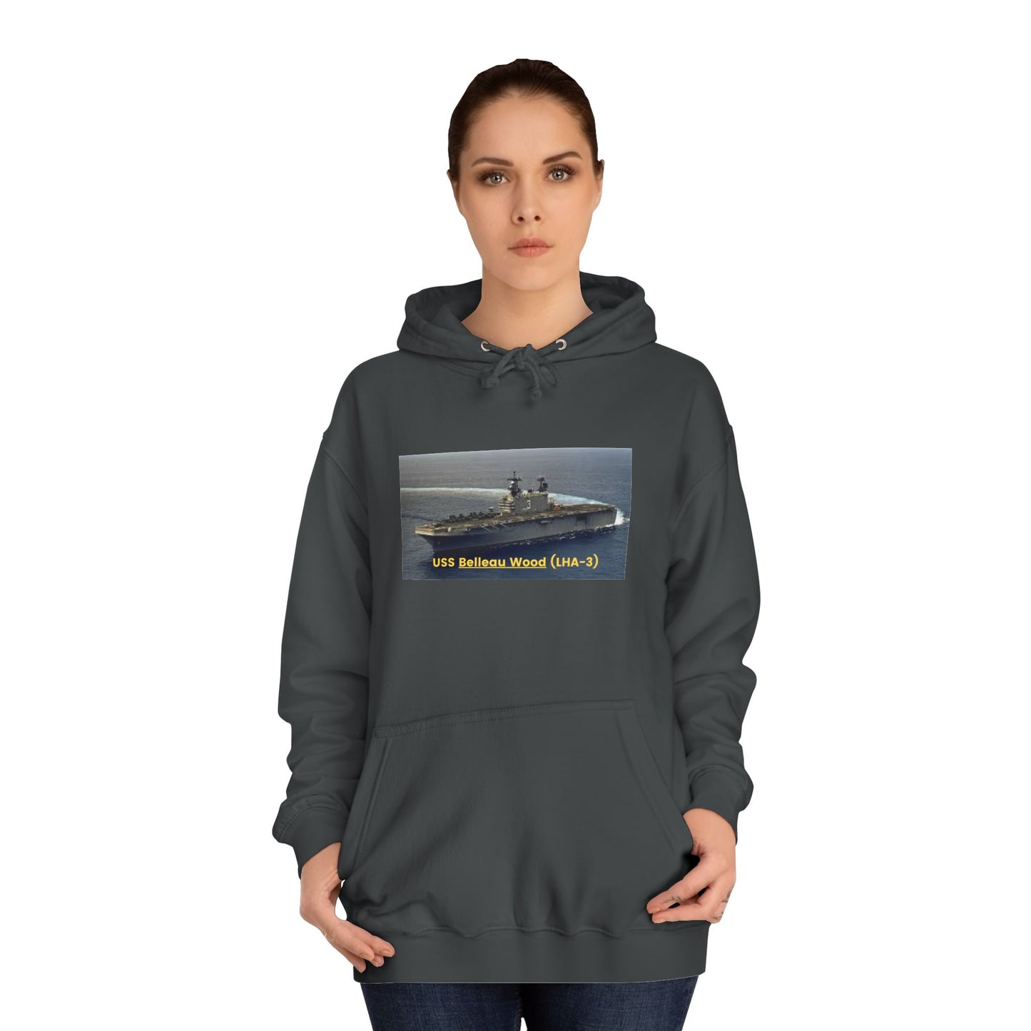 USS Belleau Wood (LHA-3) Navy POD Smileandlaughtees Unisex College Hoodie