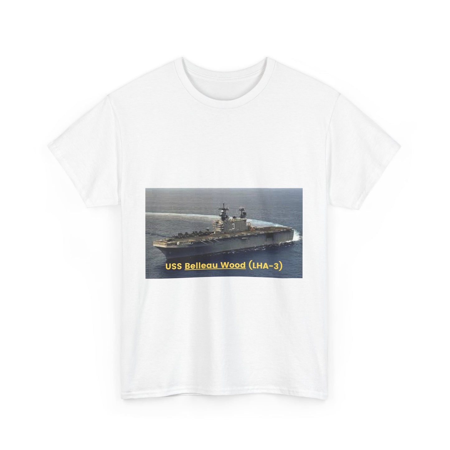 USS Belleau Wood (LHA-3) Navy POD Smileandlaughtees Unisex Heavy Cotton Tee T-Shirt