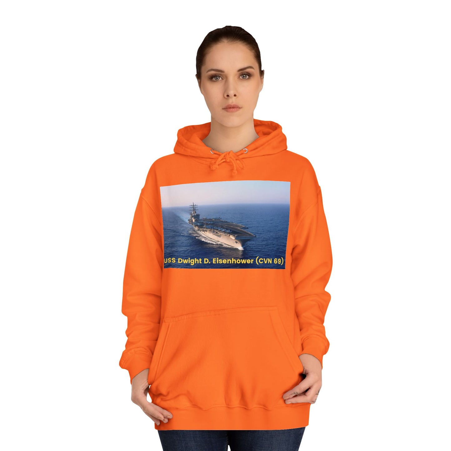 USS Dwight D. Eisenhower (CVN 69) Navy POD Smileandlaughtees Unisex College Hoodie