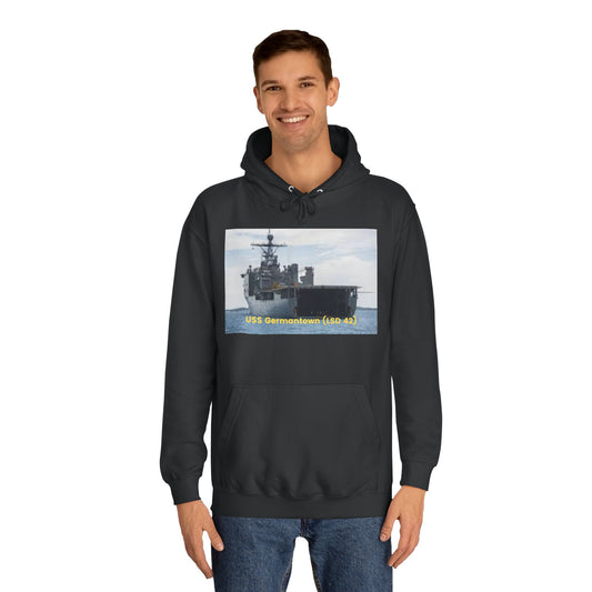 USS Germantown (LSD 42) Navy POD Smileandlaughtees  Unisex College Hoodie