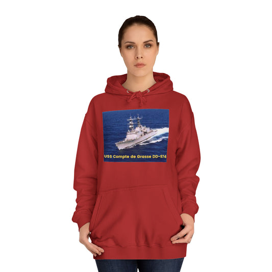 USS Compte de Grasse DD-974 Navy POD Smileandlaughtees Unisex College Hoodie