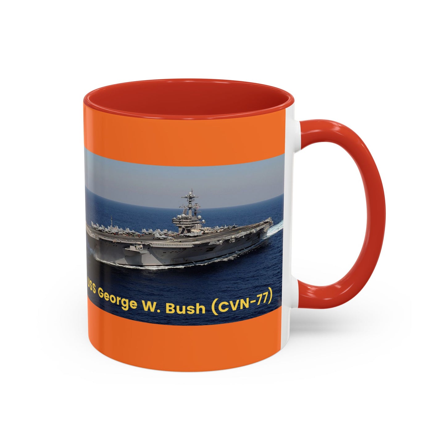 USS George W. Bush (CVN-77) Navy POD Smileandlaughtees Accent Coffee Mug (11, 15oz)