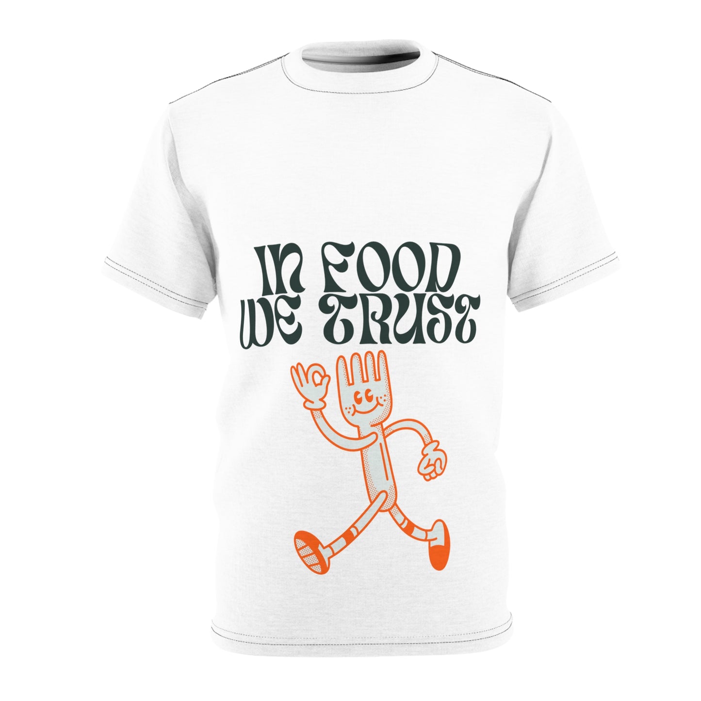 In Food We Trust SmileandLaughTees Unisex Cut & Sew T-Shirt (AOP)