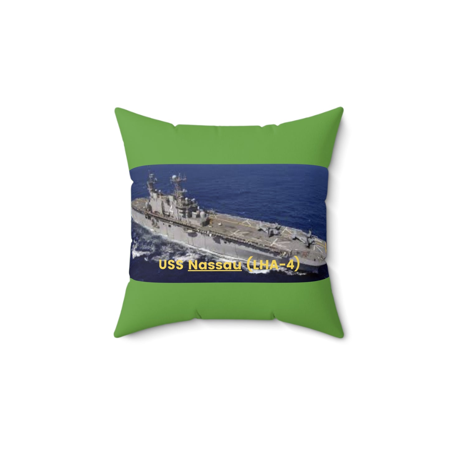 USS Nassau (LHA-4) Navy POD Smileandlaughtees Spun Polyester Square Pillow