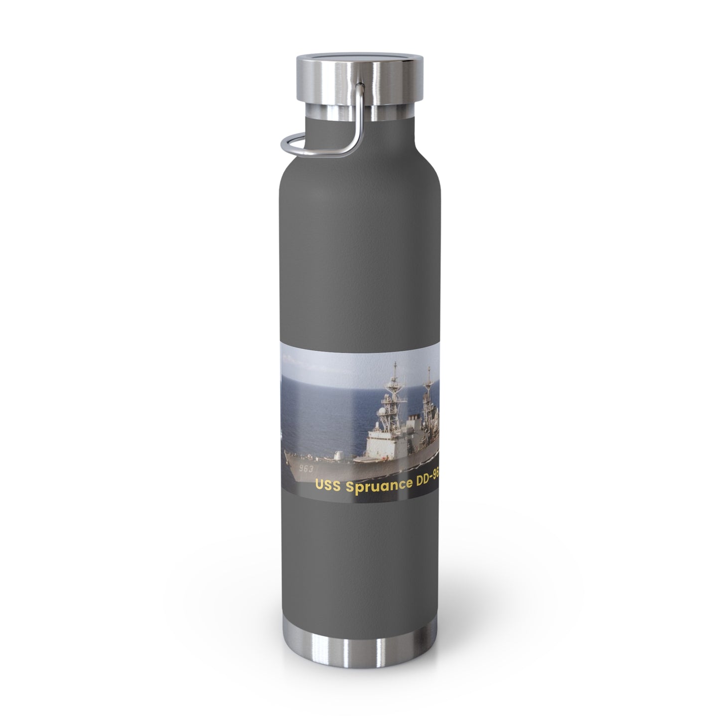 USS Spruance DD-963 Navy POD Smileandlaughtees Copper Vacuum Insulated Bottle, 22oz