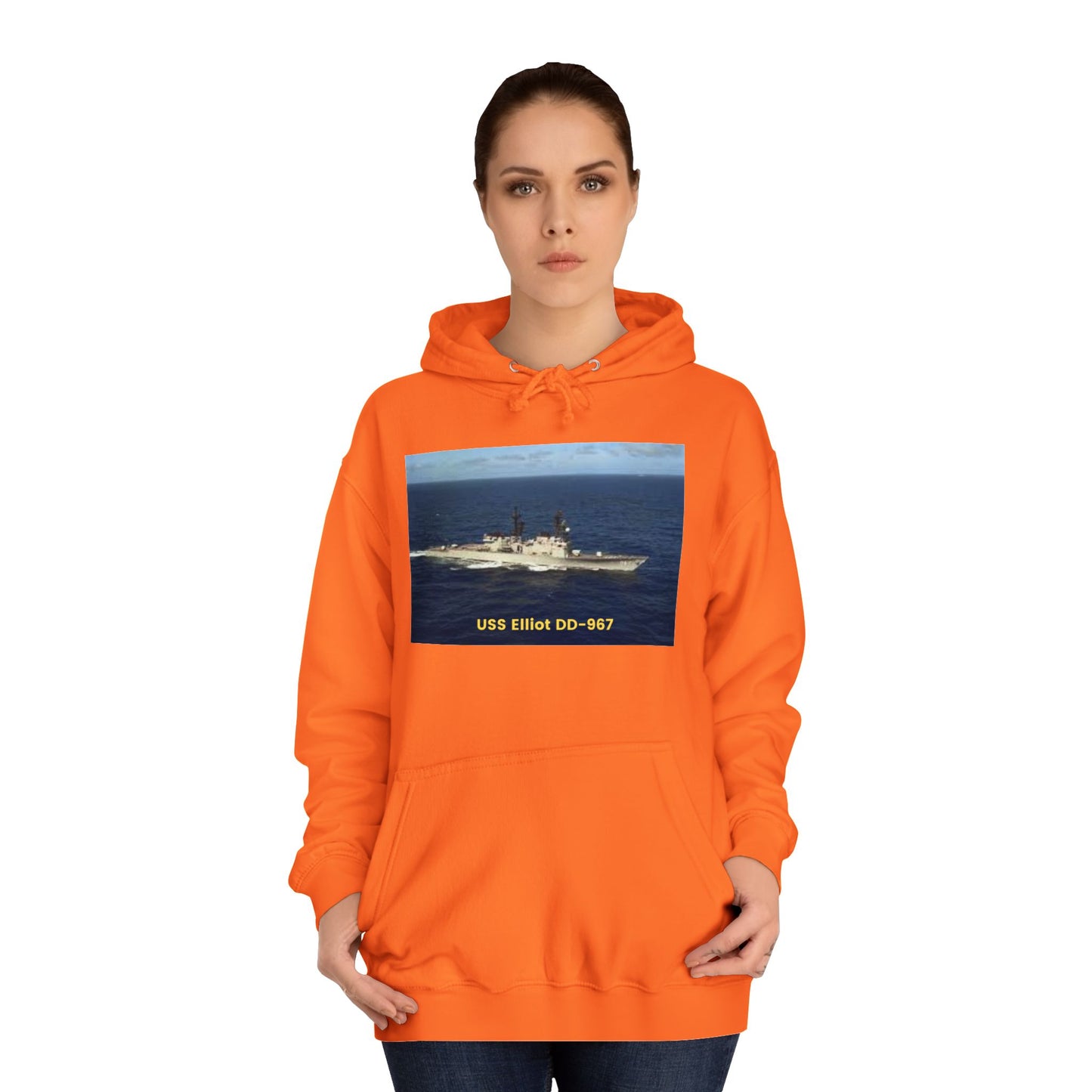 USS Elliot DD-967 Navy POD Smileandlaughtees Unisex College Hoodie