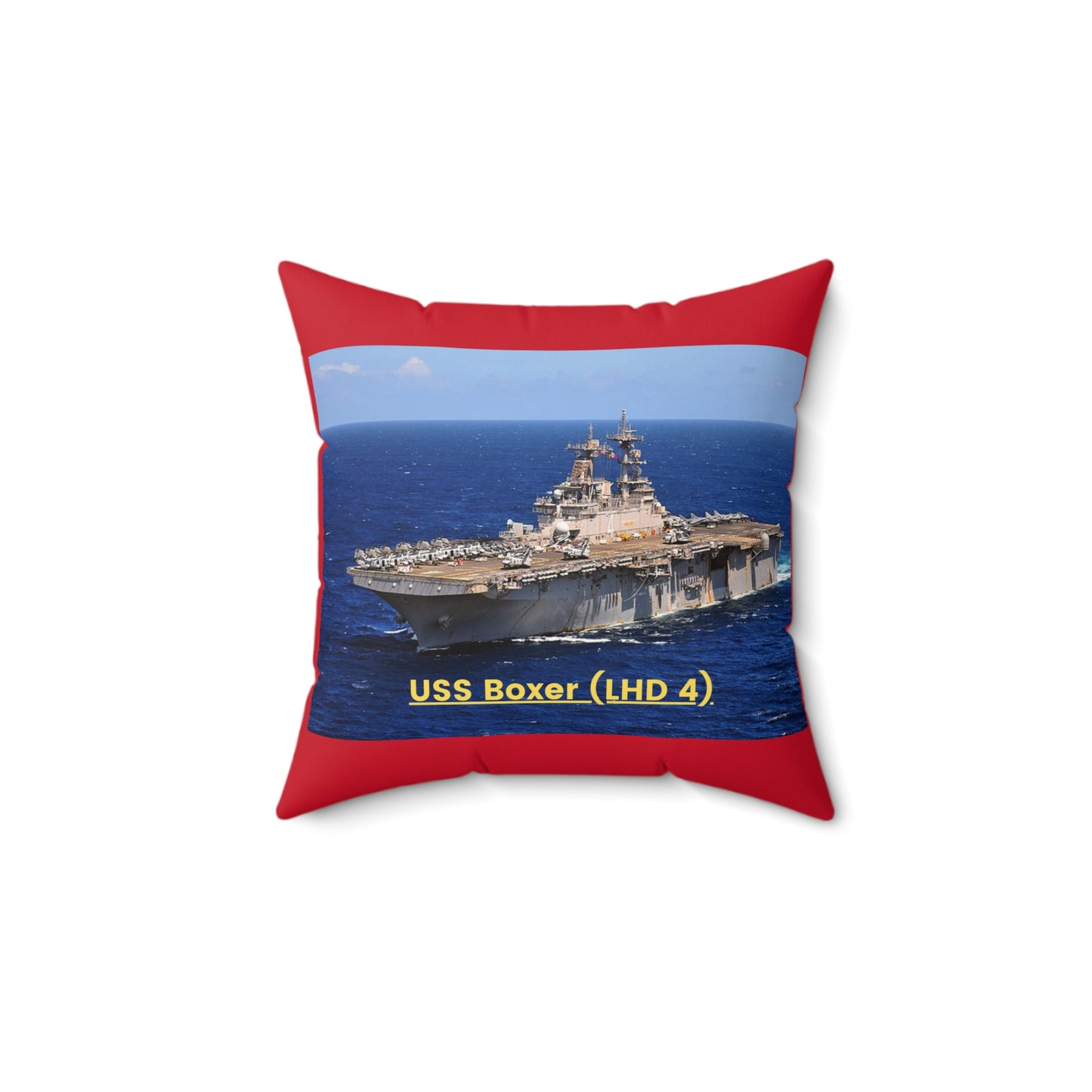 USS Boxer (LHD 4) Navy POD Smileandlaughtees Spun Polyester Square Pillow