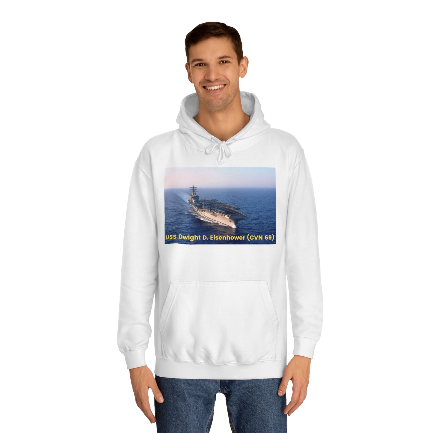 USS Dwight D. Eisenhower (CVN 69) Navy POD Smileandlaughtees Unisex College Hoodie