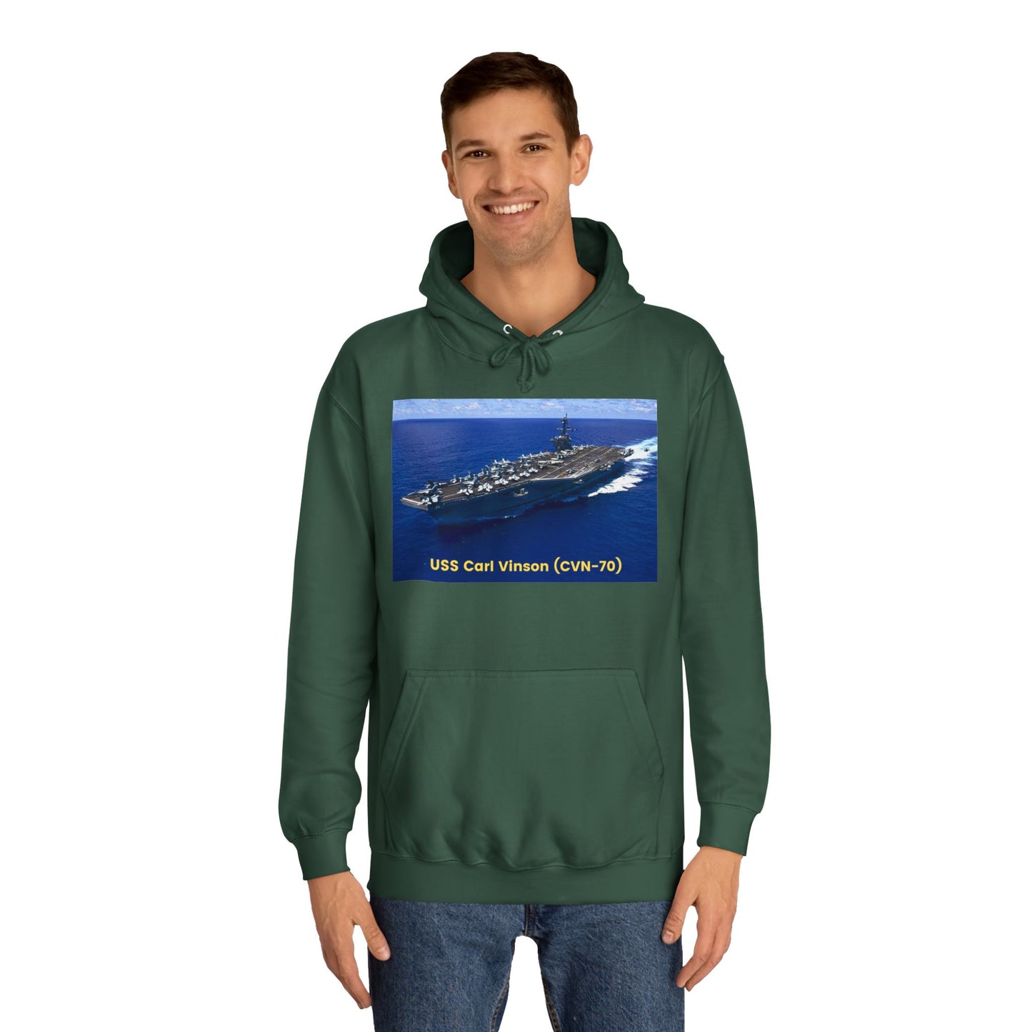 USS Carl Vinson (CVN-70) Navy POD Smileandlaughtees Unisex College Hoodie