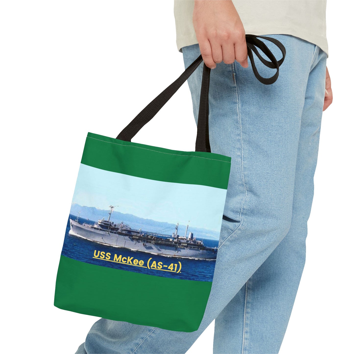 USS McKee (AS-41) Navy POD Smileandlaughtees Tote Bag (AOP)