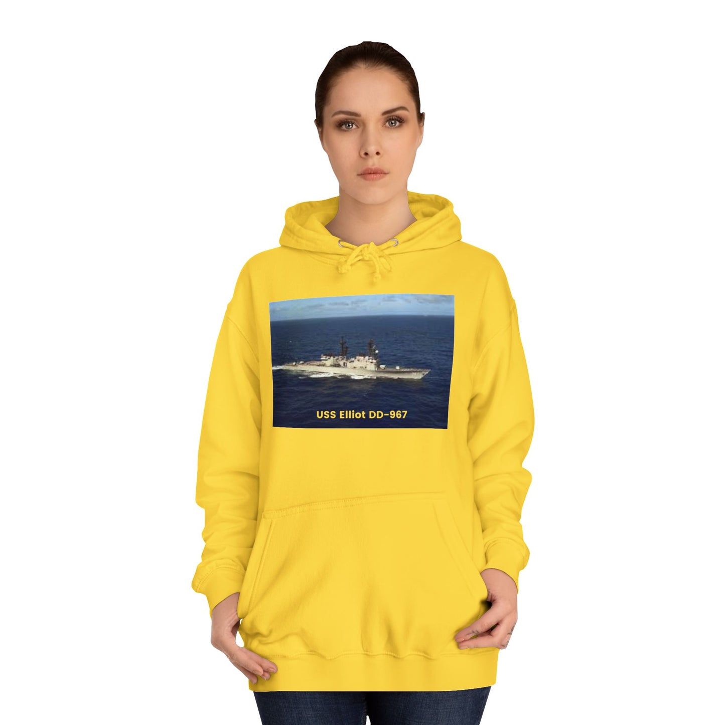 USS Elliot DD-967 Navy POD Smileandlaughtees Unisex College Hoodie