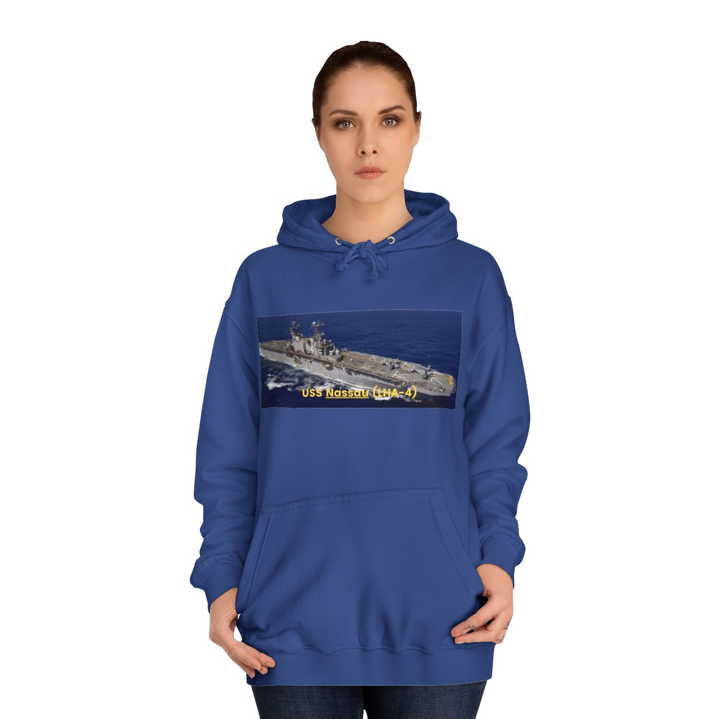 USS Nassau (LHA-4) Navy POD Smileandlaughtees  Unisex College Hoodie