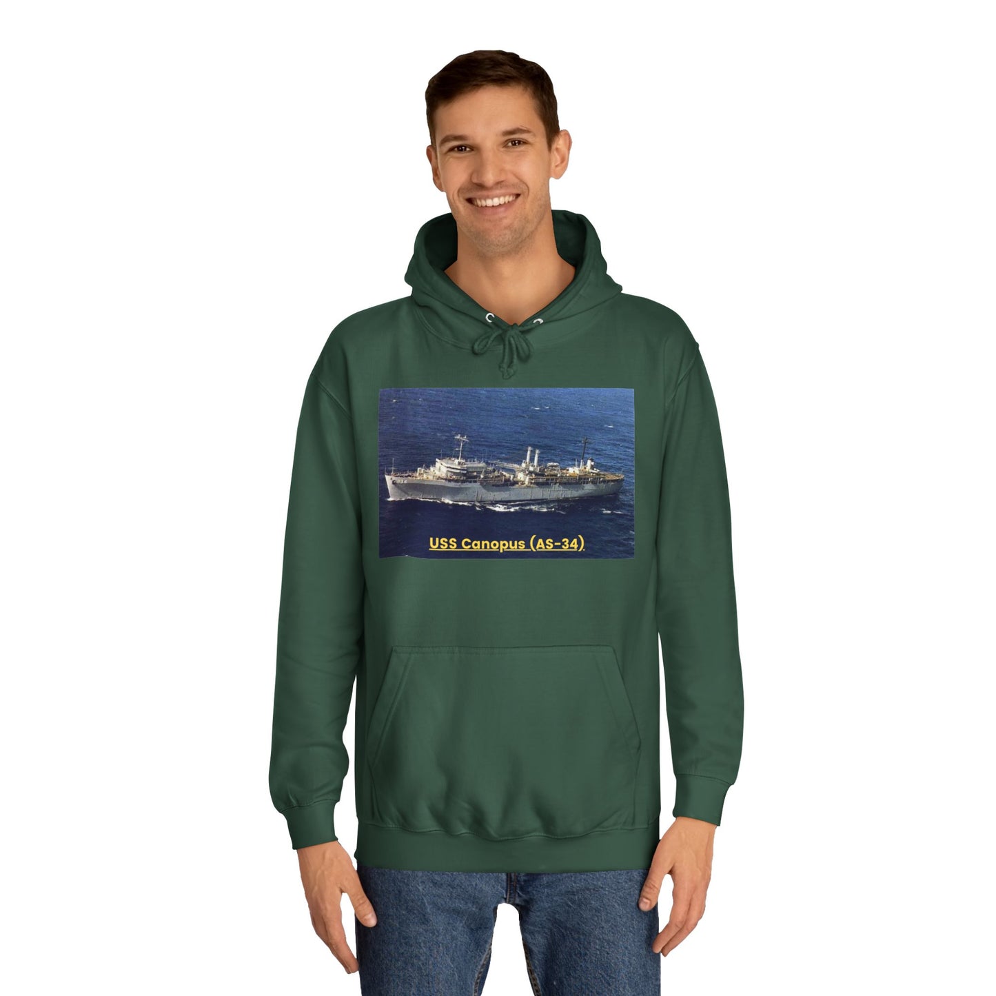 USS Canopus (AS-34) Navy POD Smileandlaughtees  Unisex College Hoodie