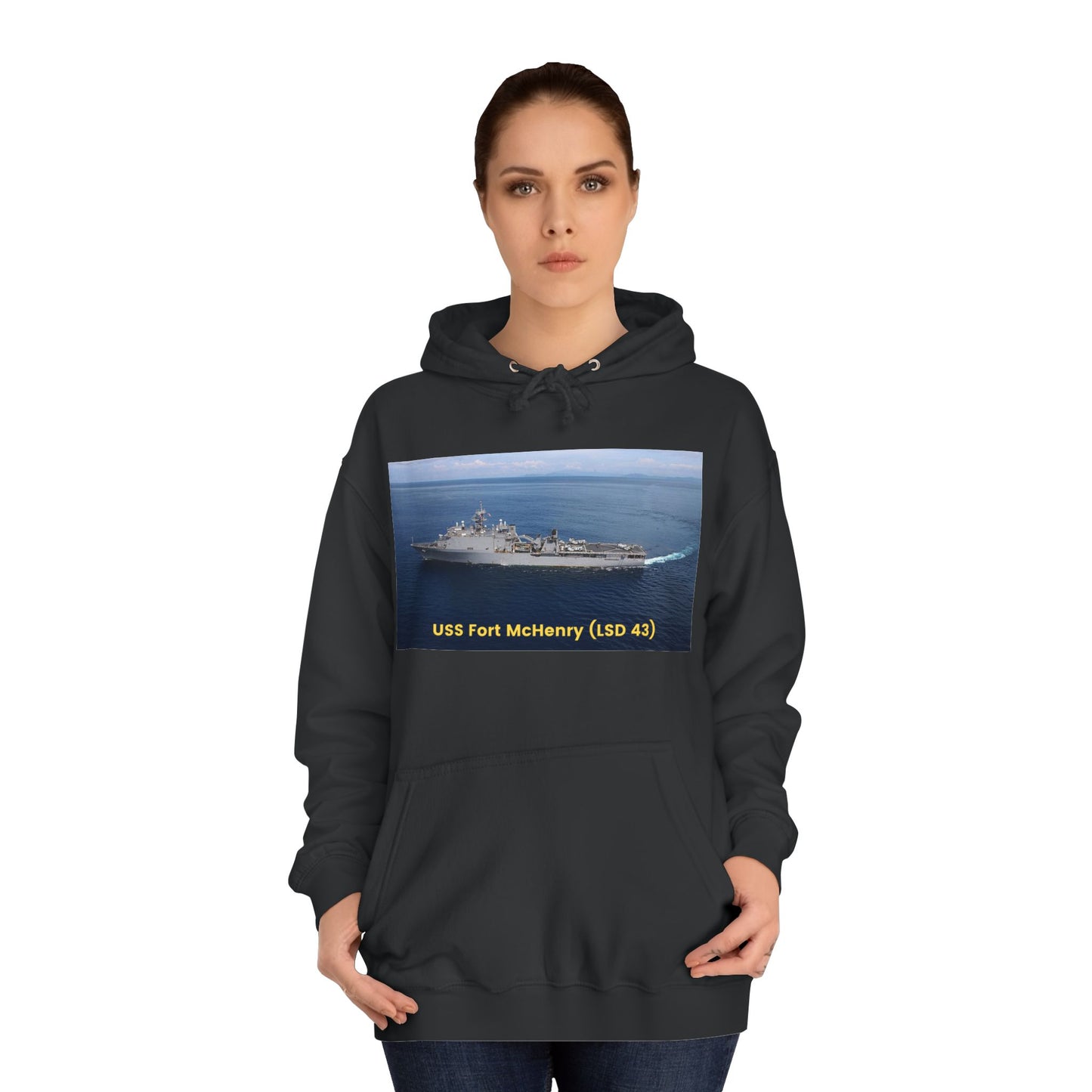 USS Fort McHenry (LSD 43) Navy POD Smileandlaughtees Unisex College Hoodie