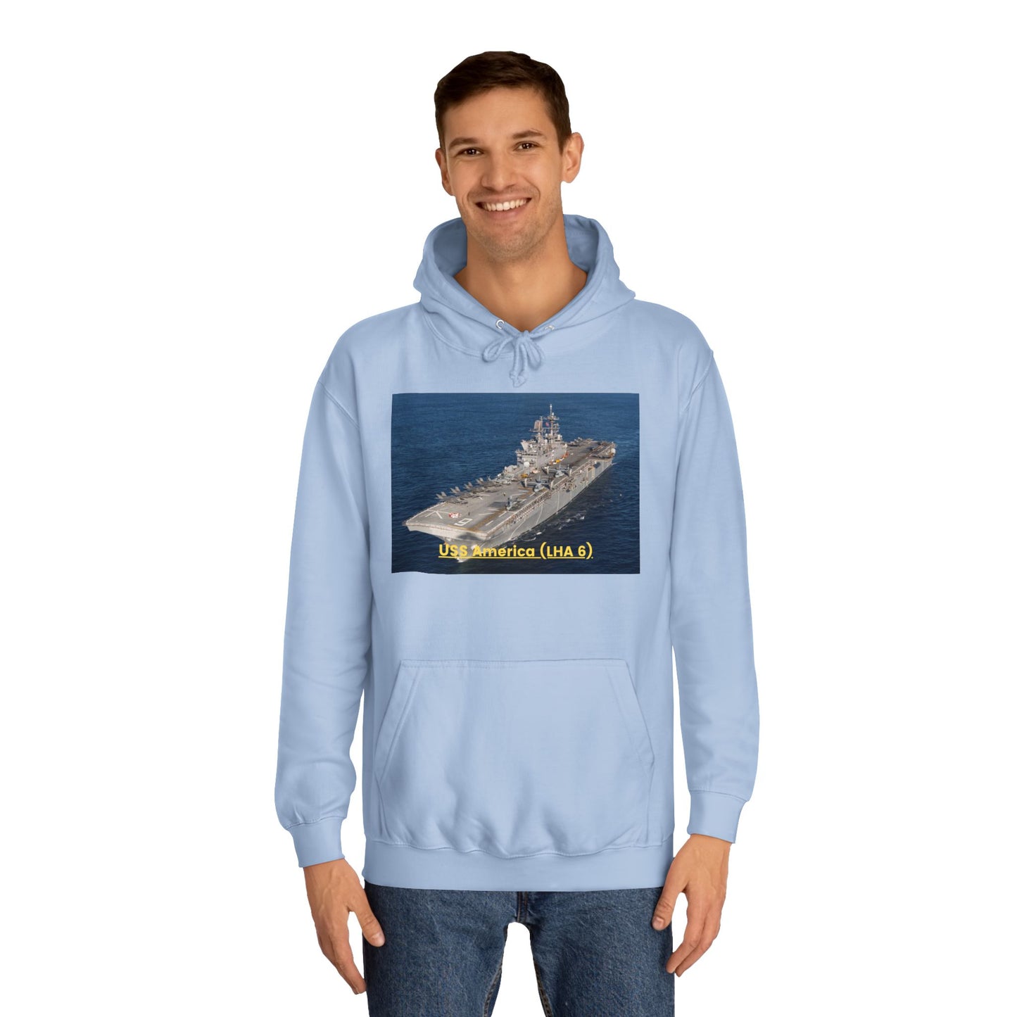 USS America (LHA 6) Navy POD Smileandlaughtees Unisex College Hoodie