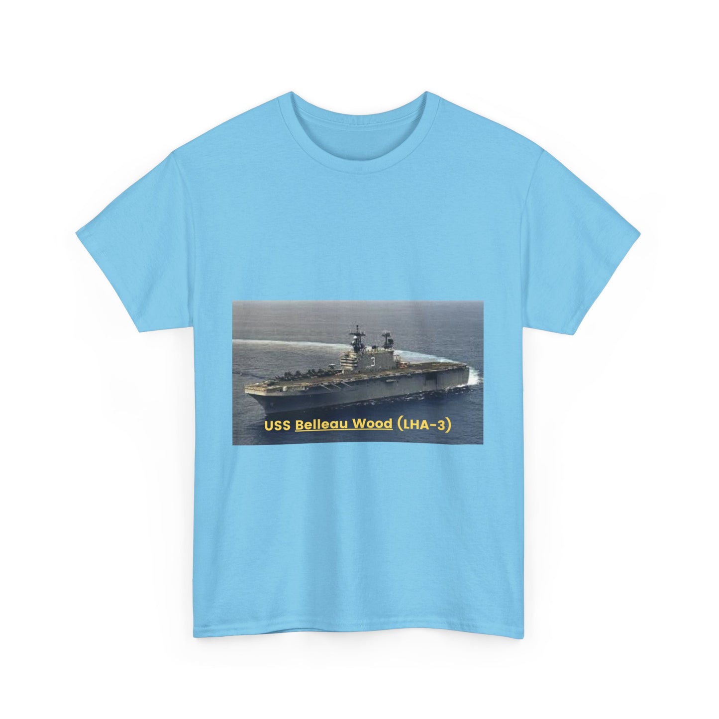 USS Belleau Wood (LHA-3) Navy POD Smileandlaughtees Unisex Heavy Cotton Tee T-Shirt