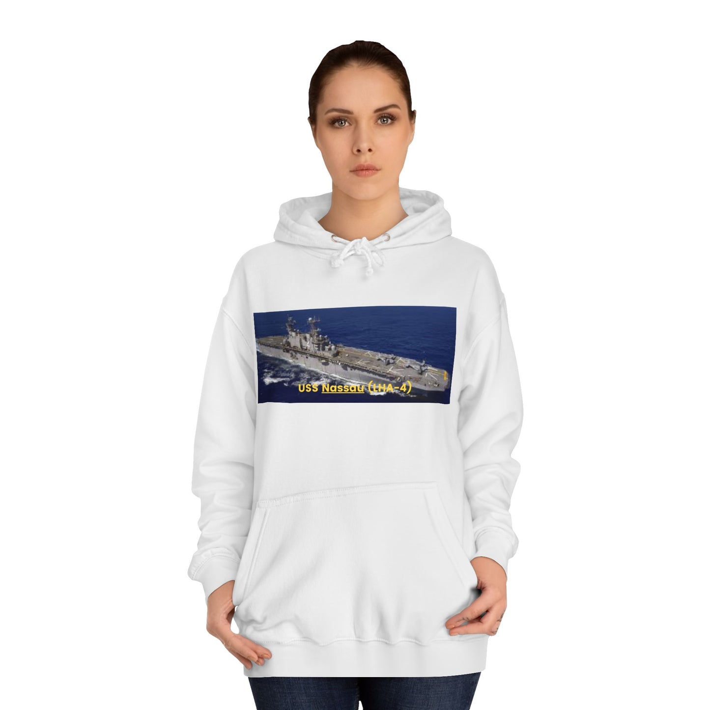 USS Nassau (LHA-4) Navy POD Smileandlaughtees  Unisex College Hoodie