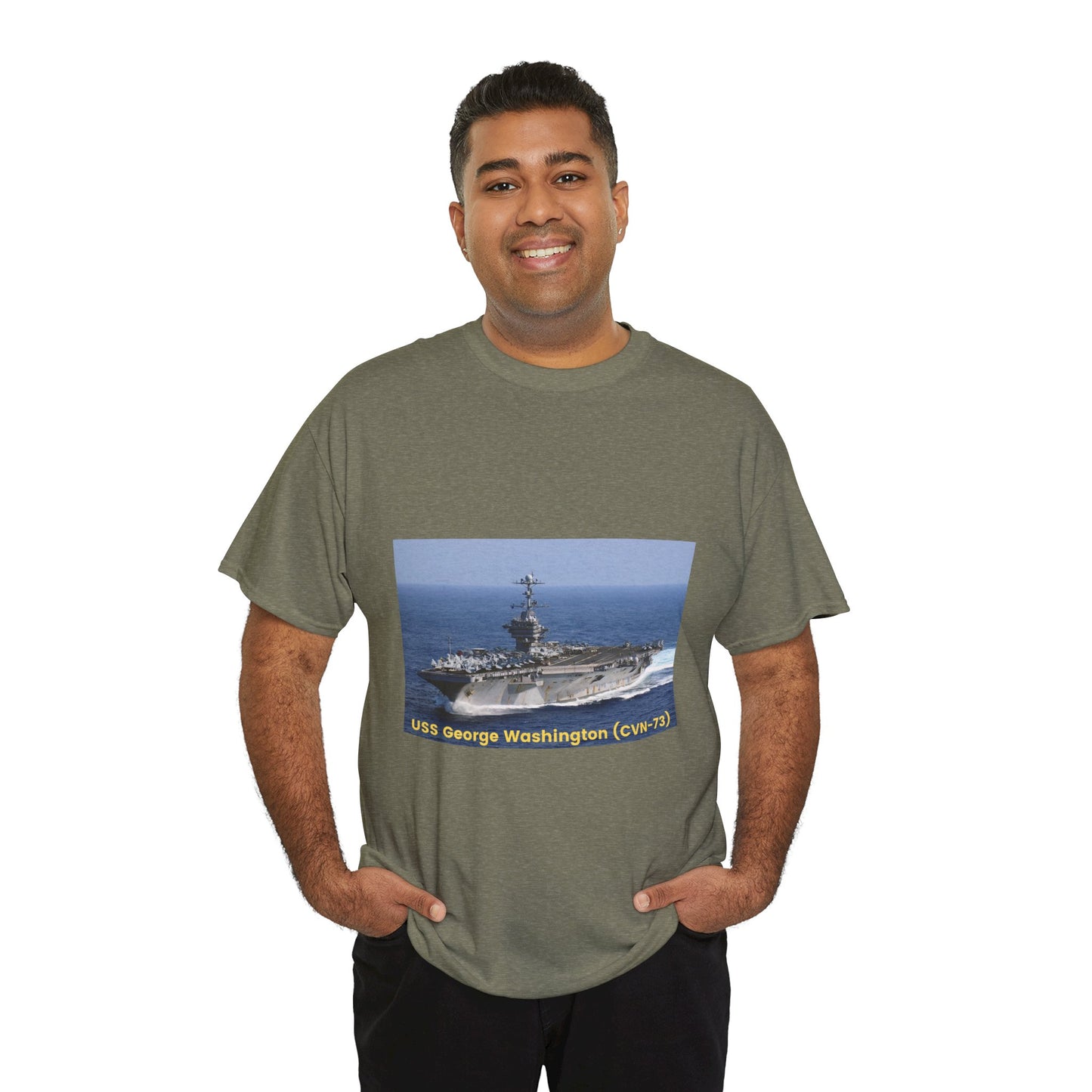 USS George Washington (CVN-73) Navy POD Smileandlaughtees Unisex Heavy Cotton Tee T-Shirt