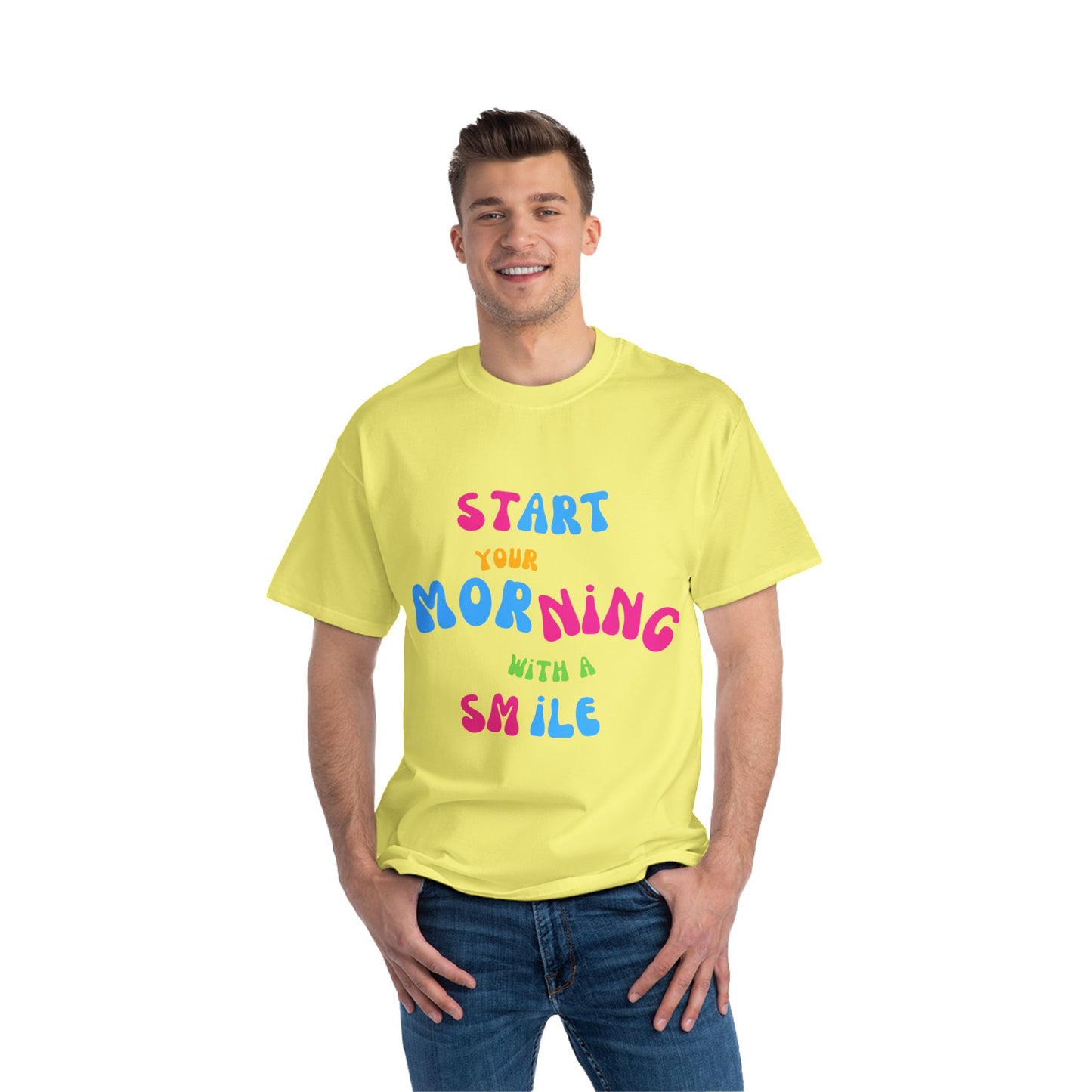 Start your Morning with a Smile SmileandLaughTees Beefy-T®  Short-Sleeve T-Shirt