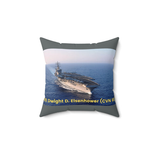 USS Dwight D. Eisenhower (CVN 69) Navy POD Smileandlaughtees Spun Polyester Square Pillow