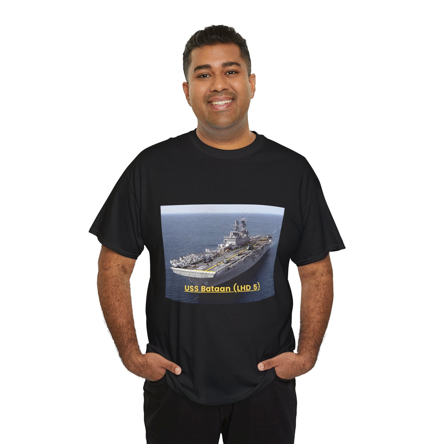 USS Bataan (LHD 5) Navy POD Smileandlaughtees Unisex Heavy Cotton Tee T-Shirt