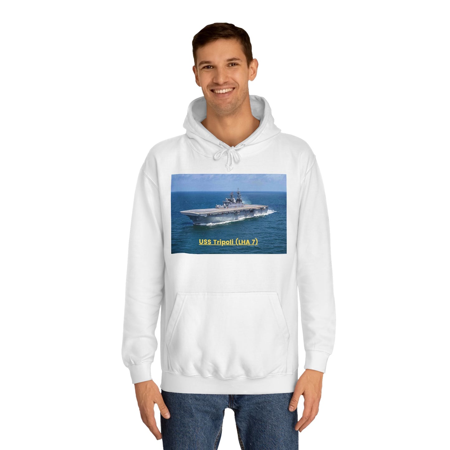 USS Tripoli (LHA 7) Navy POD Smileandlaughtees Unisex College Hoodie