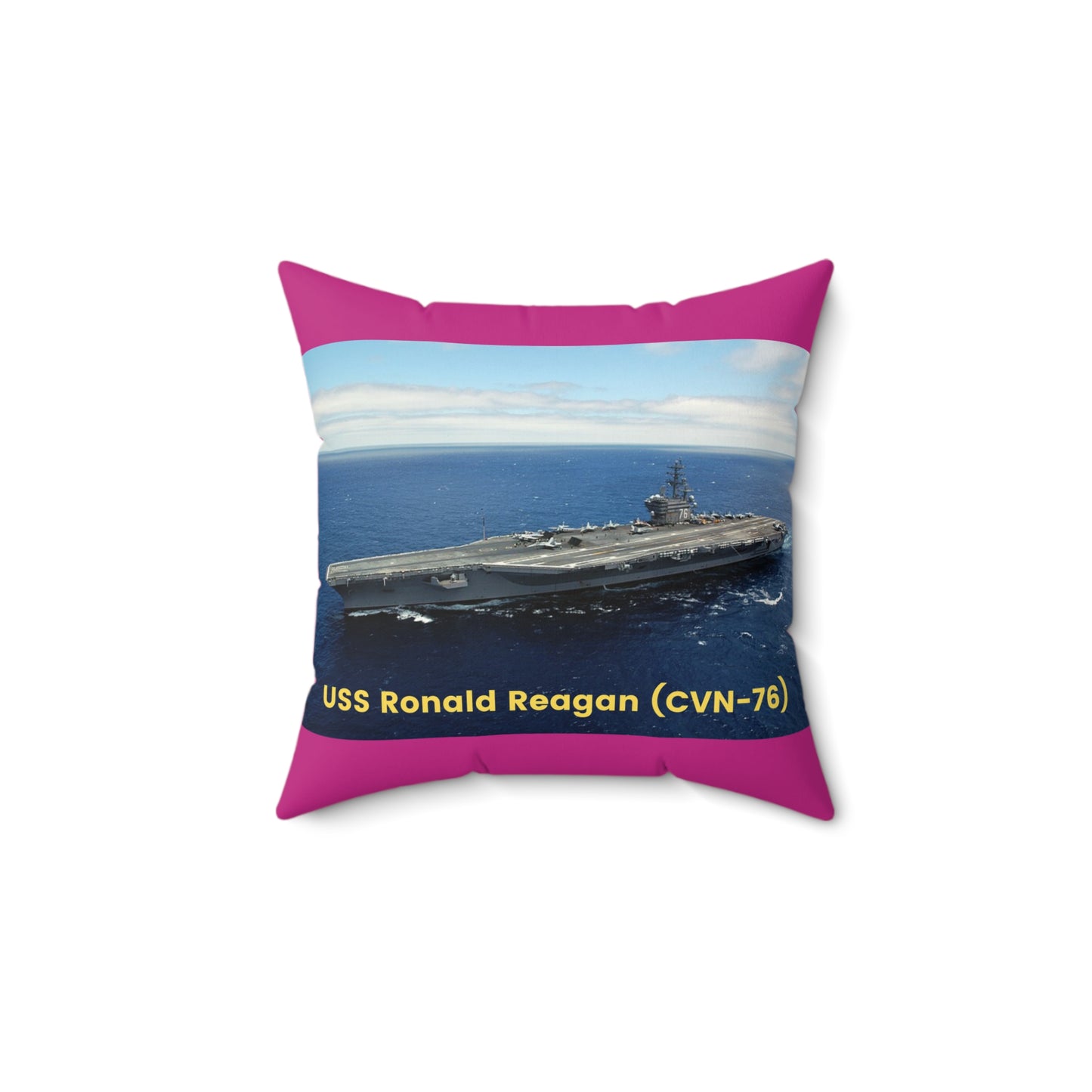 USS Ronald Reagan (CVN-76) Navy POD Smileandlaughtees Spun Polyester Square Pillow