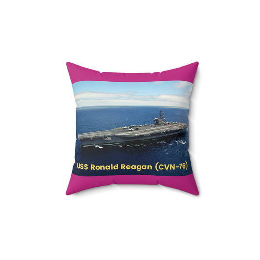 USS Ronald Reagan (CVN-76) Navy POD Smileandlaughtees Spun Polyester Square Pillow