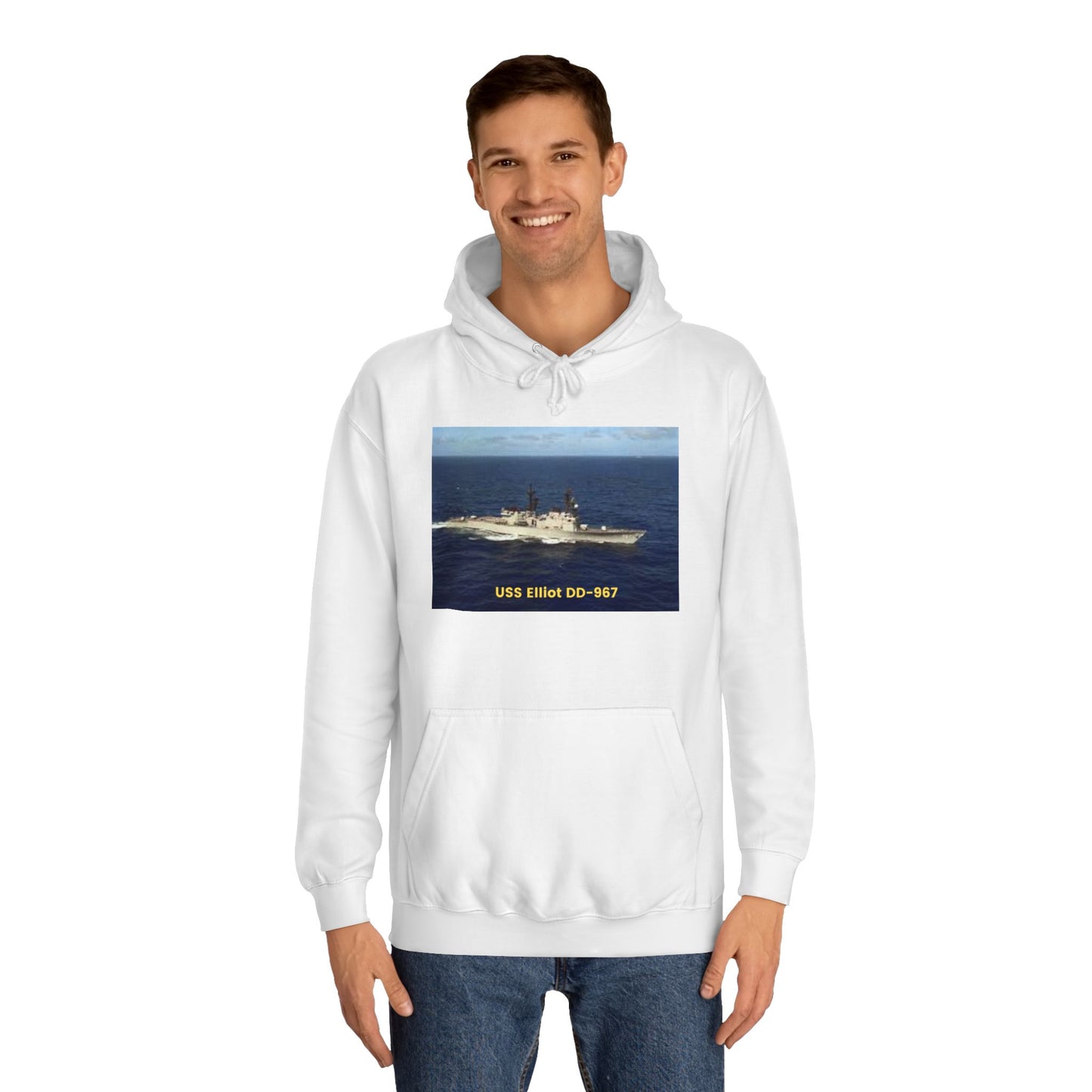 USS Elliot DD-967 Navy POD Smileandlaughtees Unisex College Hoodie