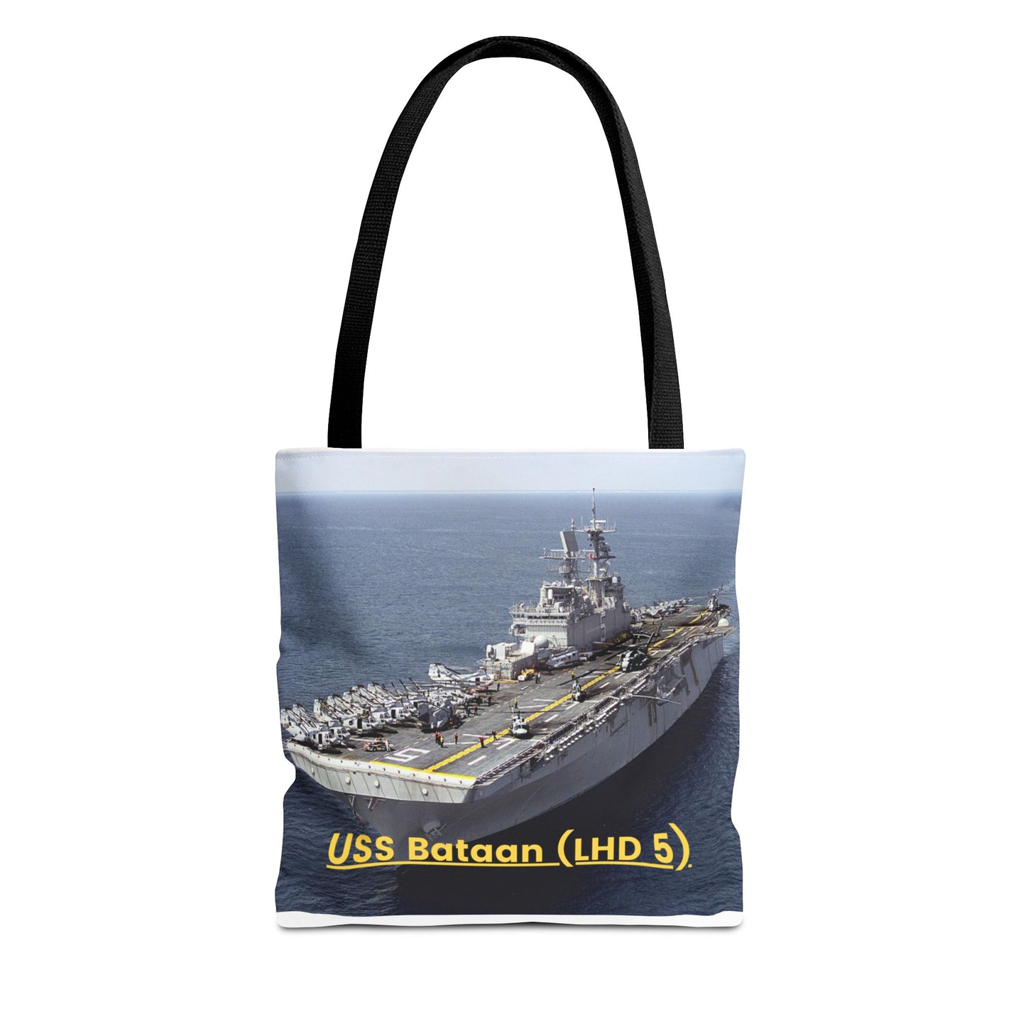 USS Bataan (LHD 5) Navy POD Smileandlaughtees Tote Bag (AOP)