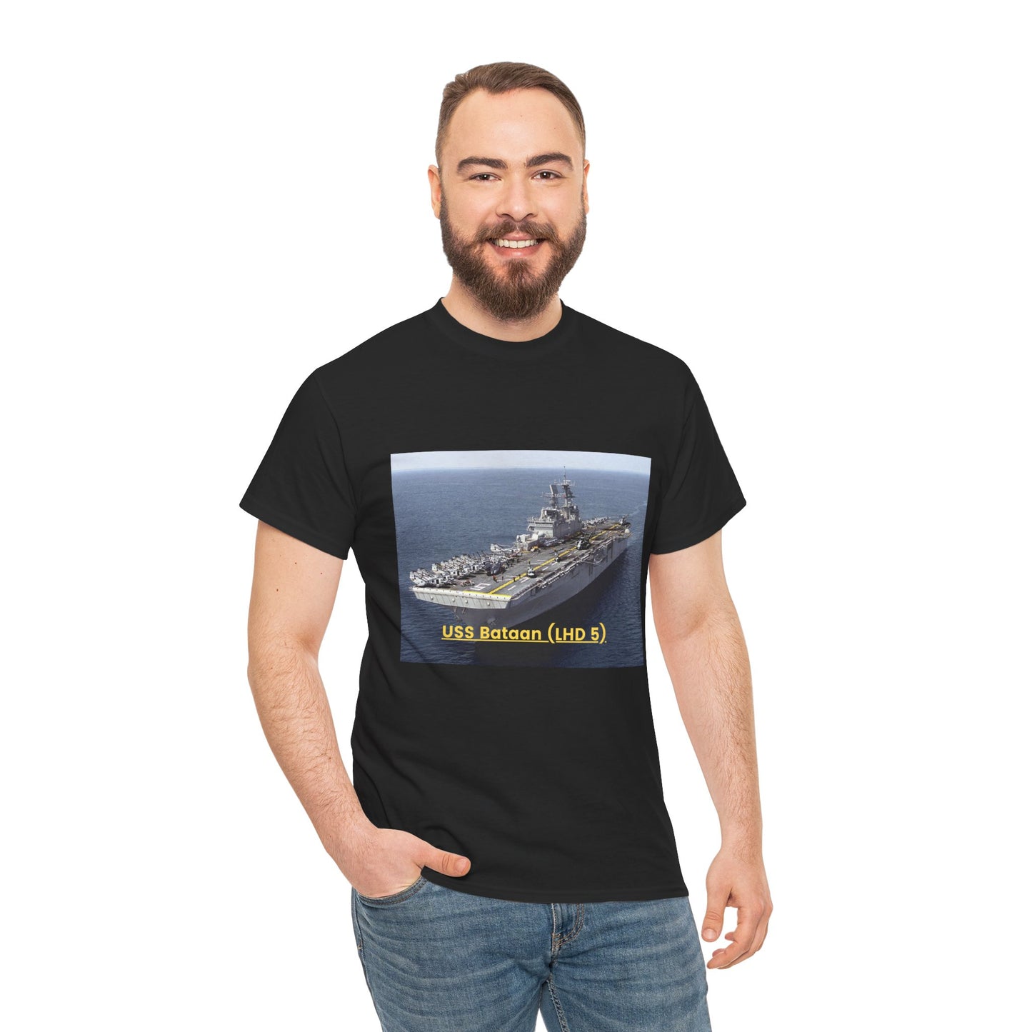 USS Bataan (LHD 5) Navy POD Smileandlaughtees Unisex Heavy Cotton Tee T-Shirt