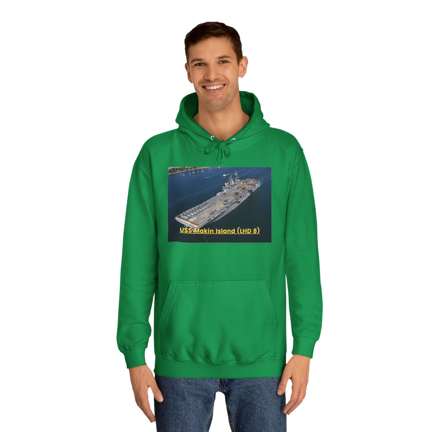 USS Makin Island (LHD 8) Navy POD Smileandlaughtees Unisex College Hoodie