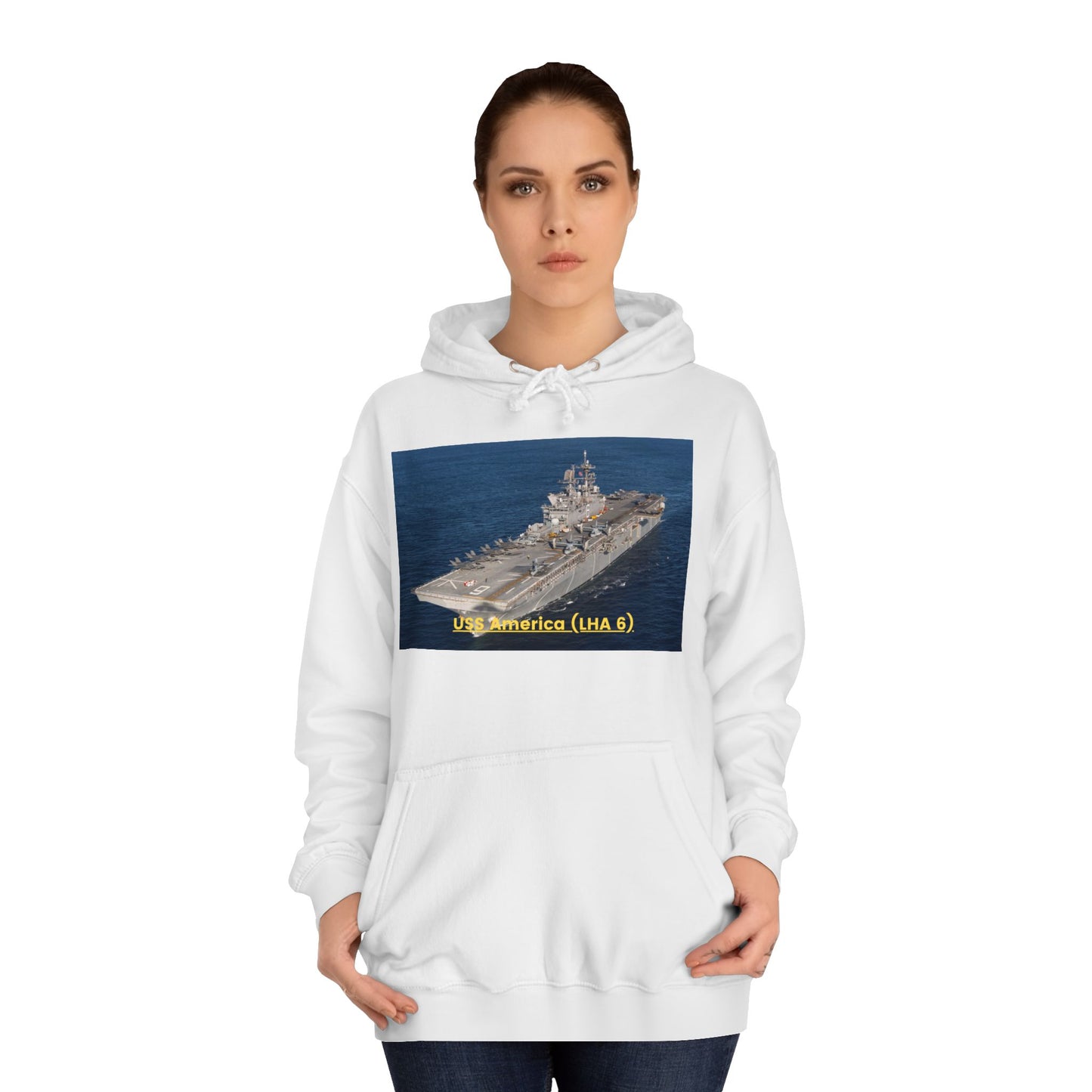 USS America (LHA 6) Navy POD Smileandlaughtees Unisex College Hoodie