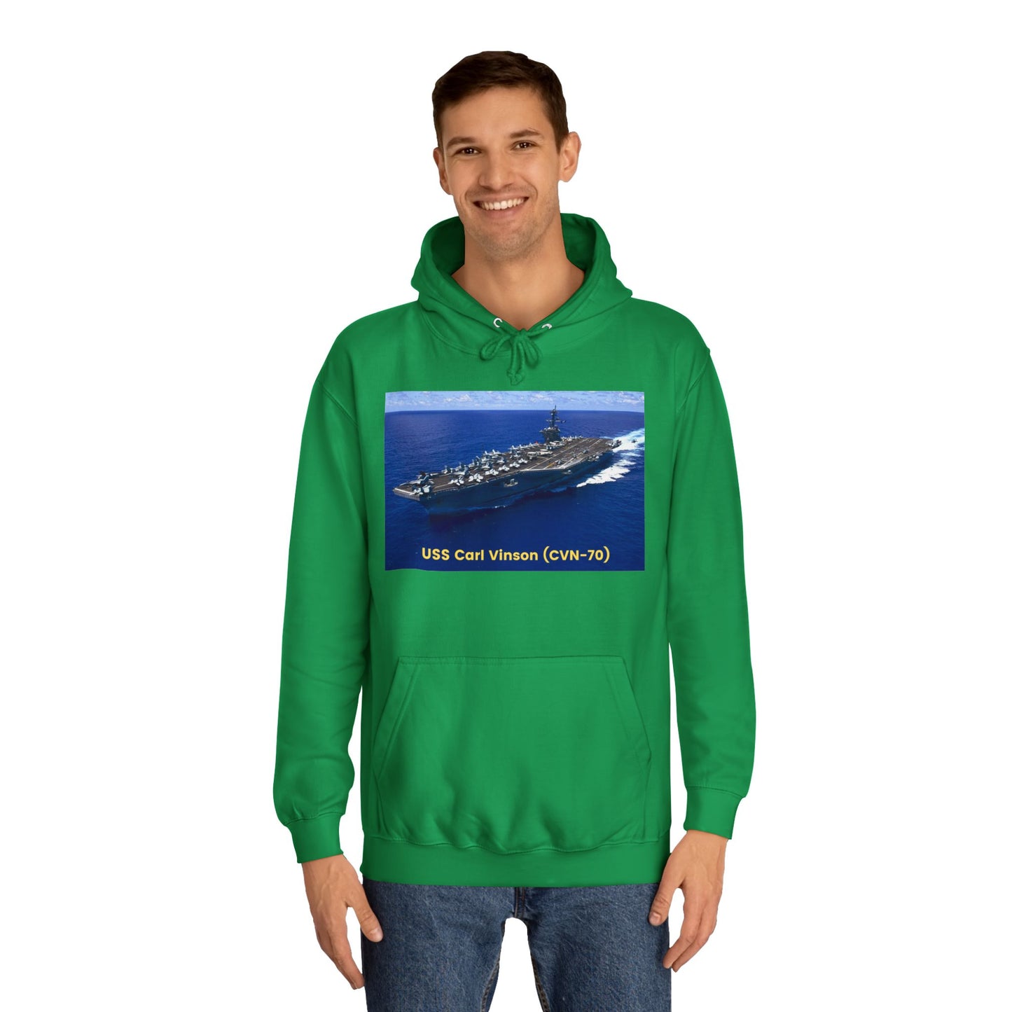 USS Carl Vinson (CVN-70) Navy POD Smileandlaughtees Unisex College Hoodie