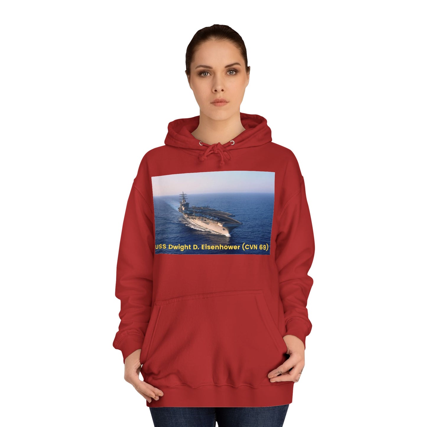 USS Dwight D. Eisenhower (CVN 69) Navy POD Smileandlaughtees Unisex College Hoodie