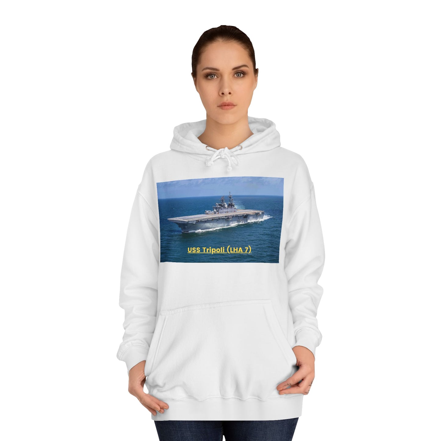 USS Tripoli (LHA 7) Navy POD Smileandlaughtees Unisex College Hoodie