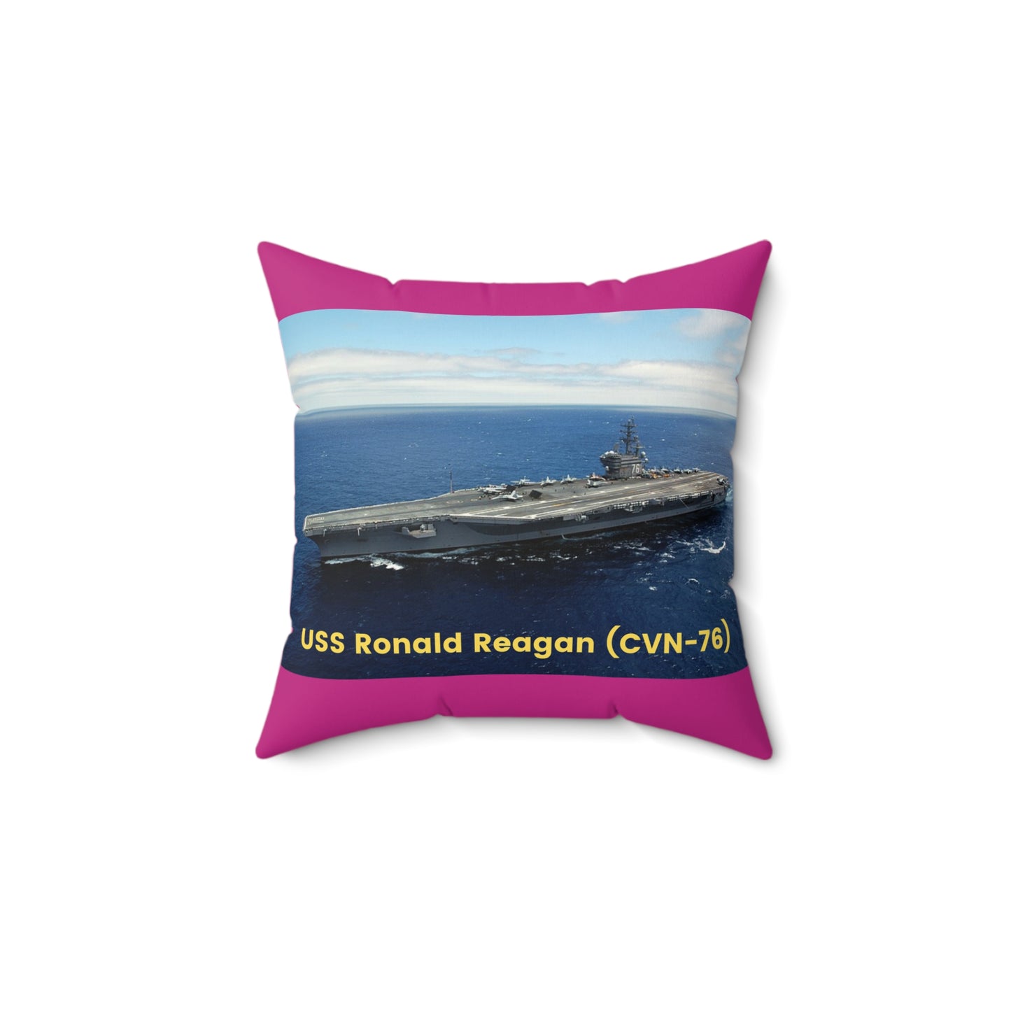 USS Ronald Reagan (CVN-76) Navy POD Smileandlaughtees Spun Polyester Square Pillow