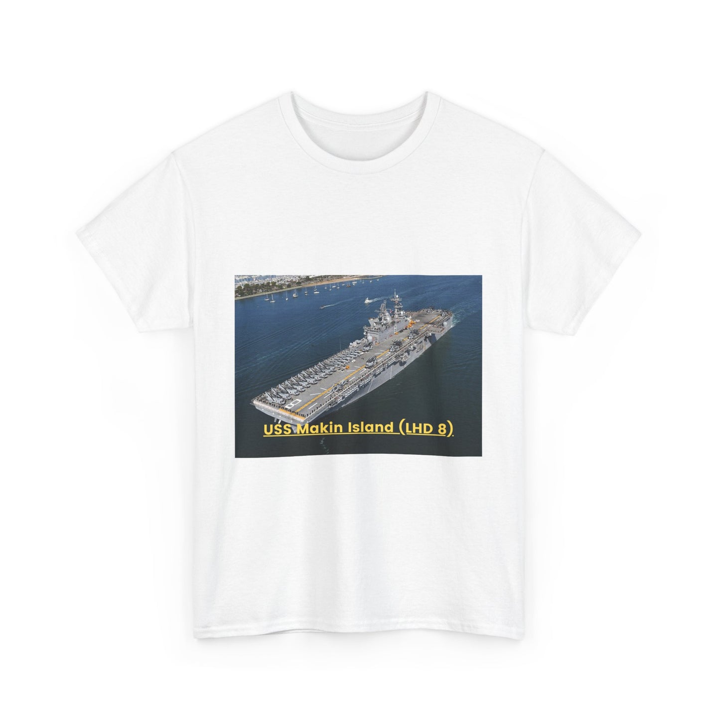 USS Makin Island (LHD 8) Navy POD Smileandlaughtees Unisex Heavy Cotton Tee T-Shirt