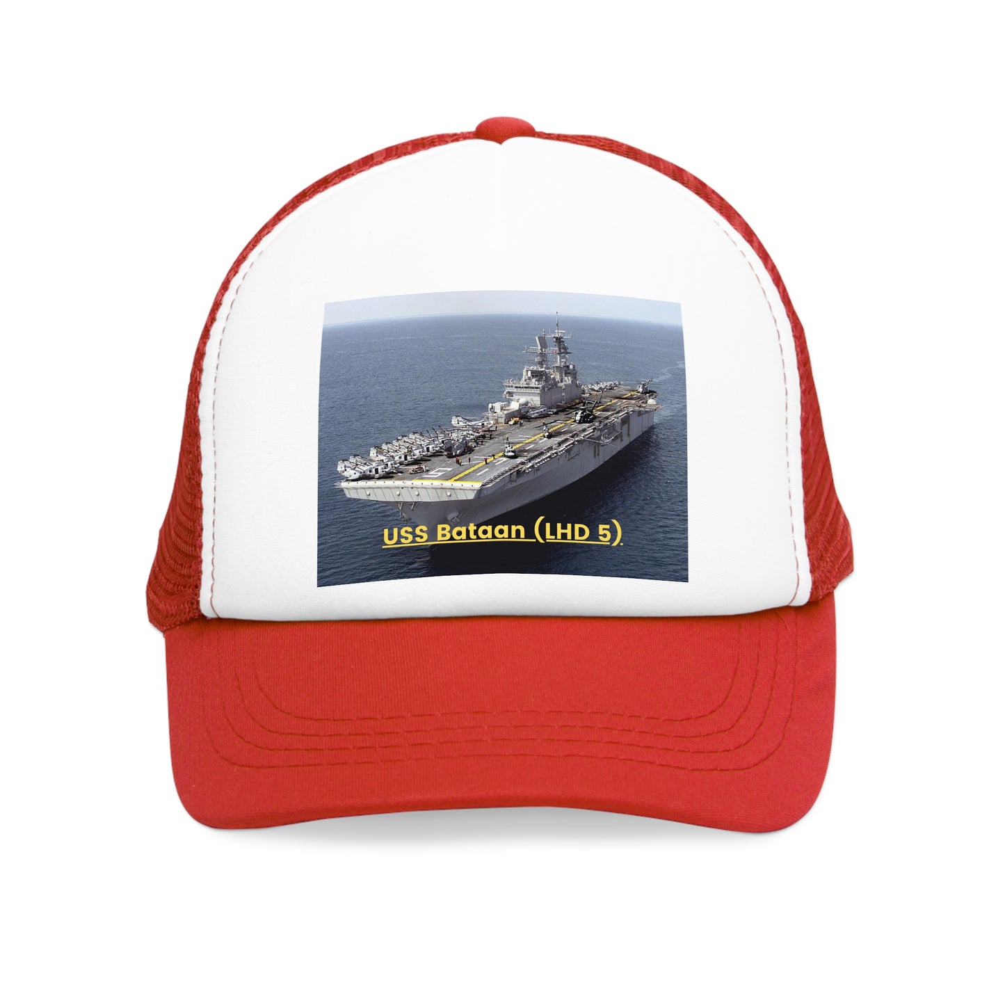 USS Bataan (LHD 5) Navy POD Smileandlaughtees Mesh Cap