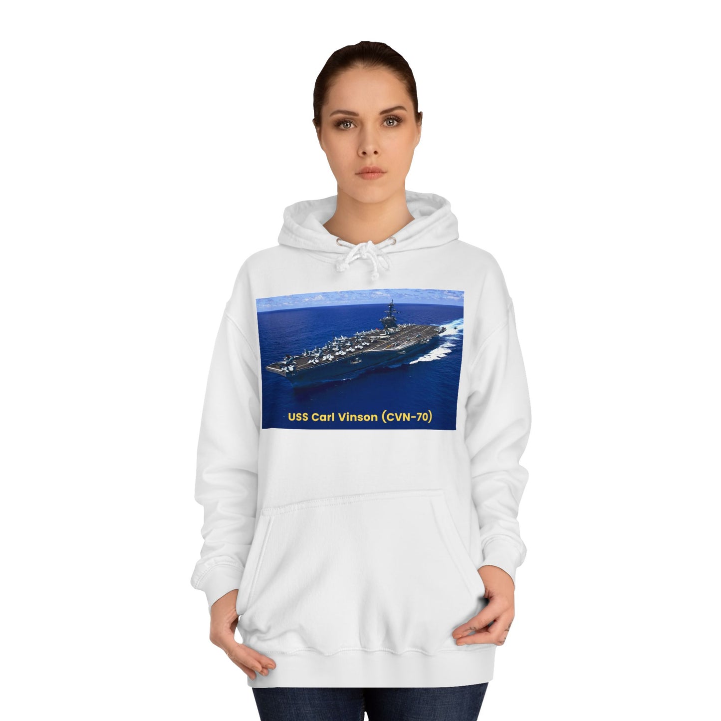 USS Carl Vinson (CVN-70) Navy POD Smileandlaughtees Unisex College Hoodie